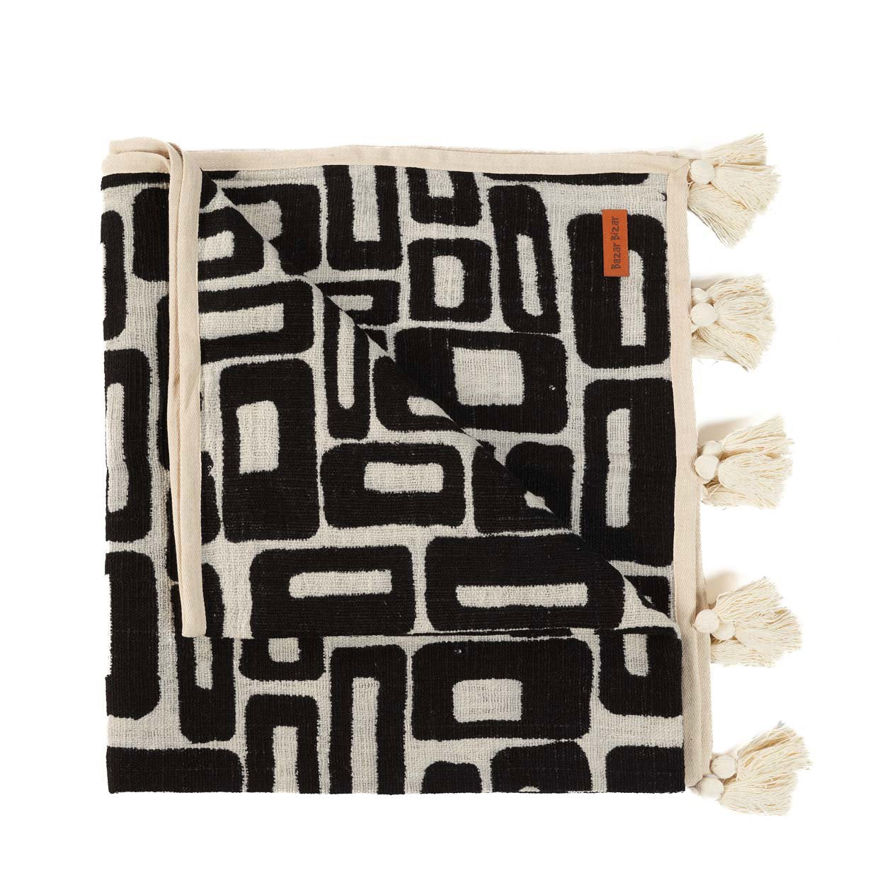 De Aztec Bedsprei/ Plaid Naturel Zwart Bazar Bizar