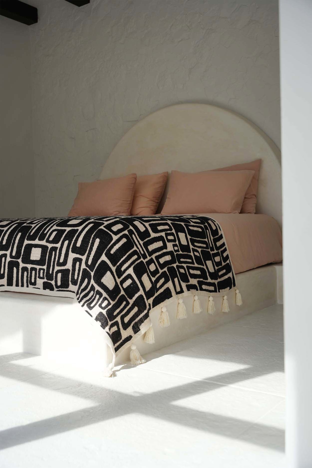 De Aztec Bedsprei/ Plaid Naturel Zwart Bazar Bizar