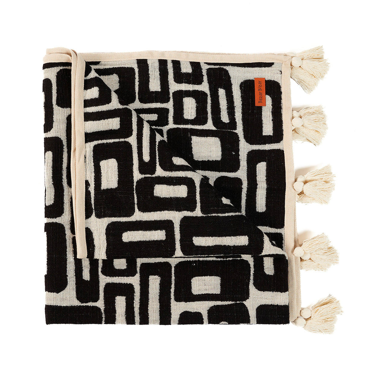 De Aztec Bedsprei/ Plaid Naturel Zwart Bazar Bizar