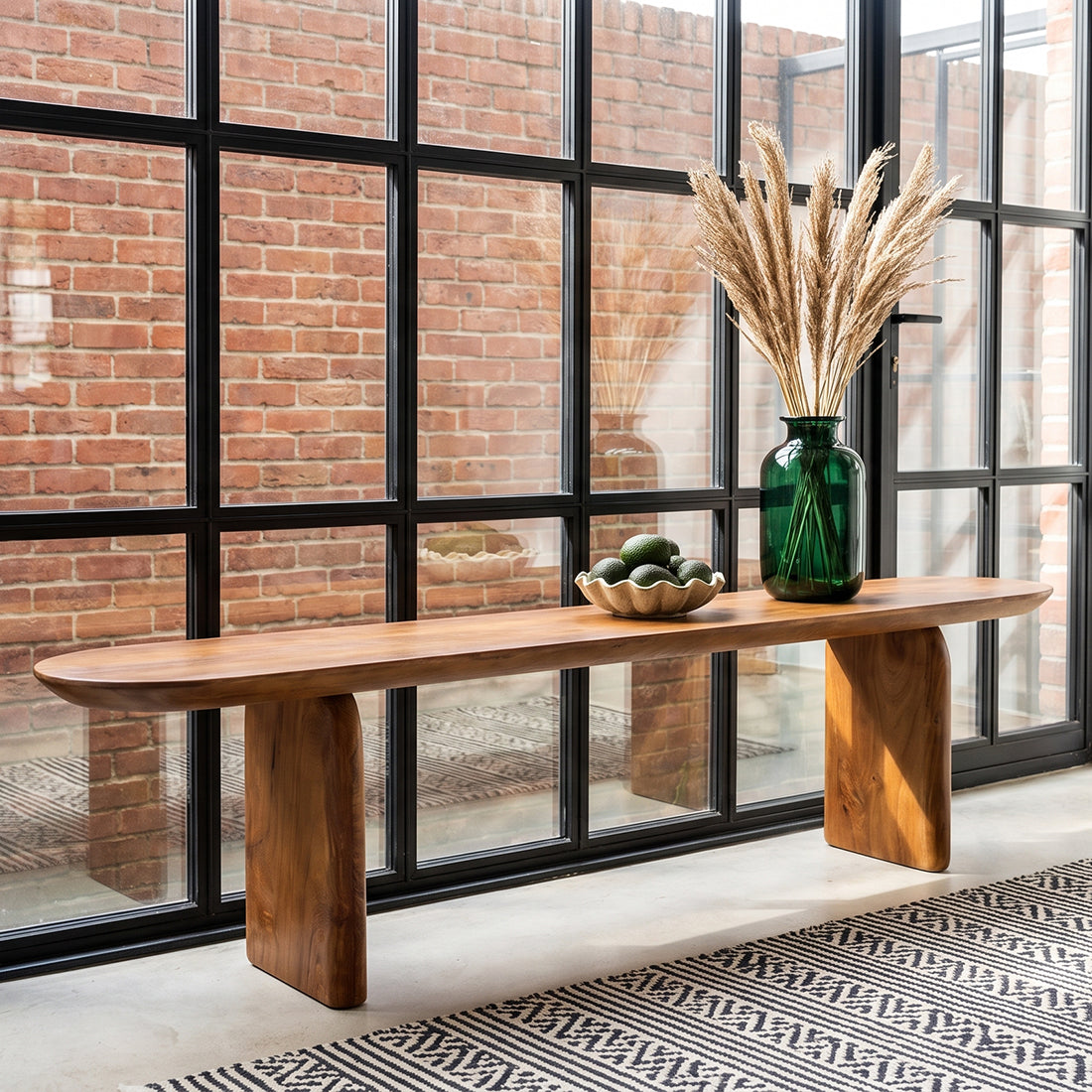 Esszimmerbank Bullnose Braunes Mangoholz 180cm Raw Materials