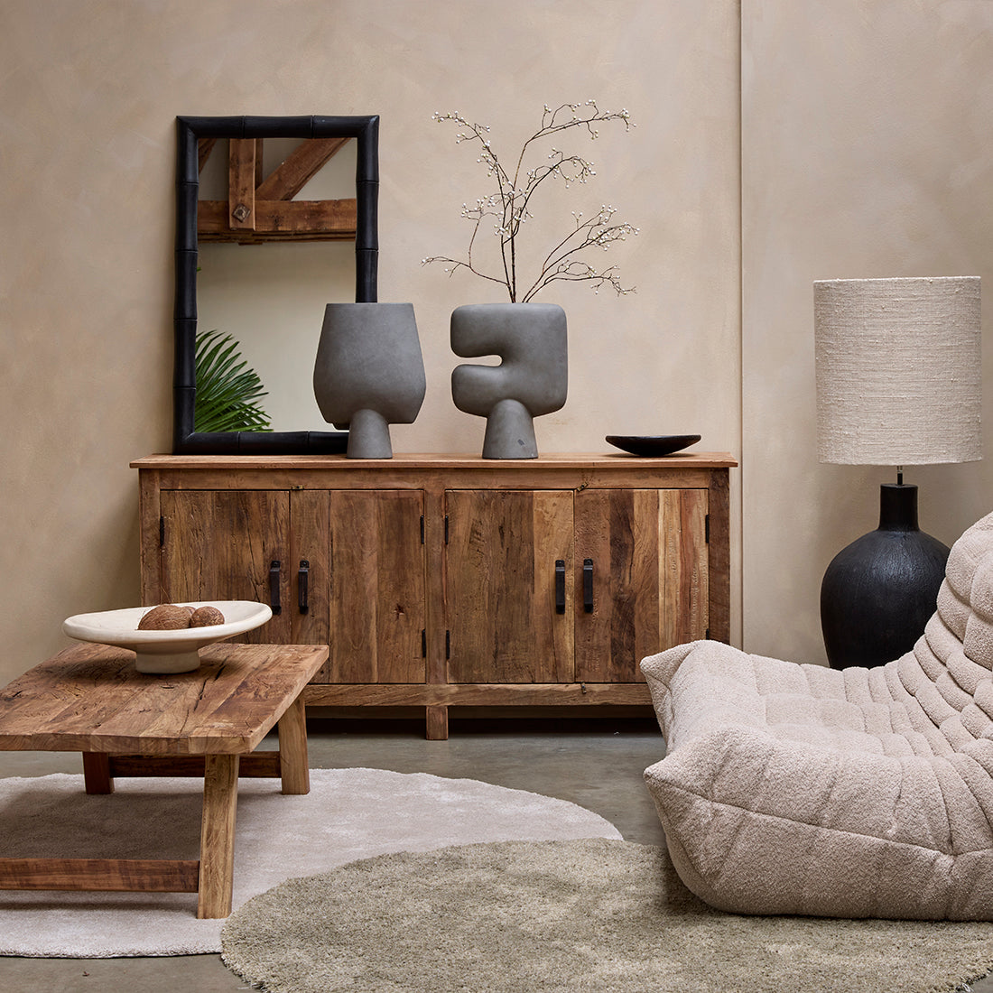 Farmwood Highboard mit 4 Türen Raw Materials
