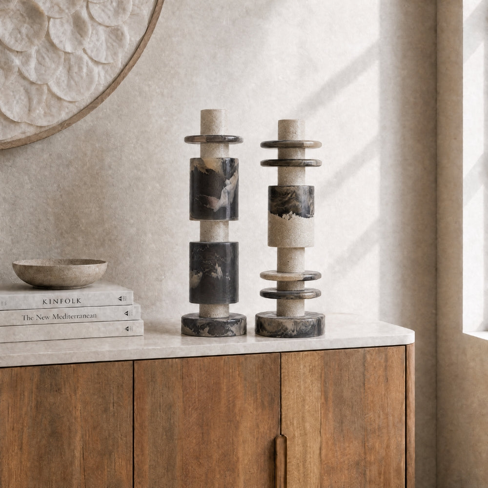 MUST Living Decoratief Beeld Alba Zwart Crème Set van 2