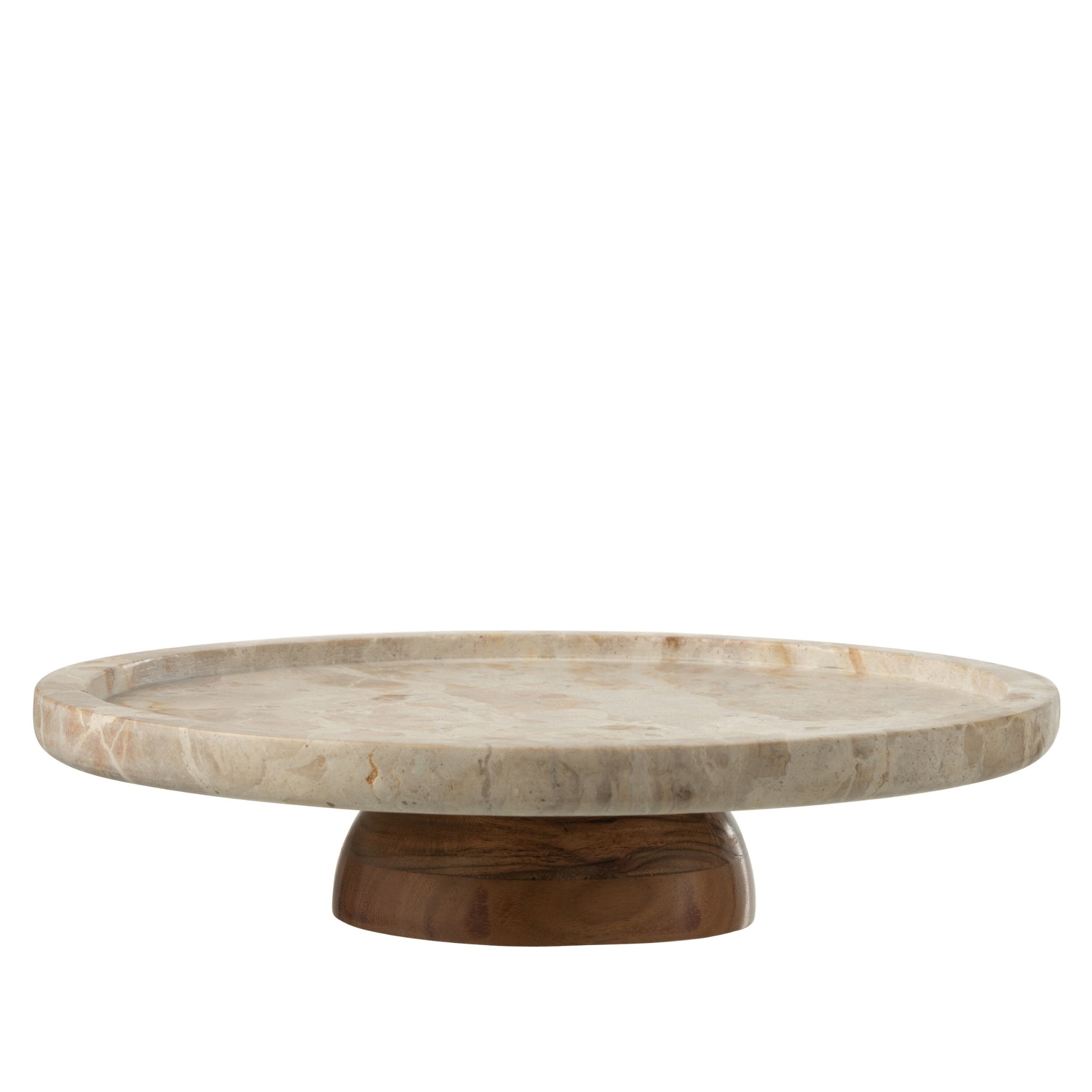 Dienblad Draaiend Rond Marmer Beige/Naturel J-Line