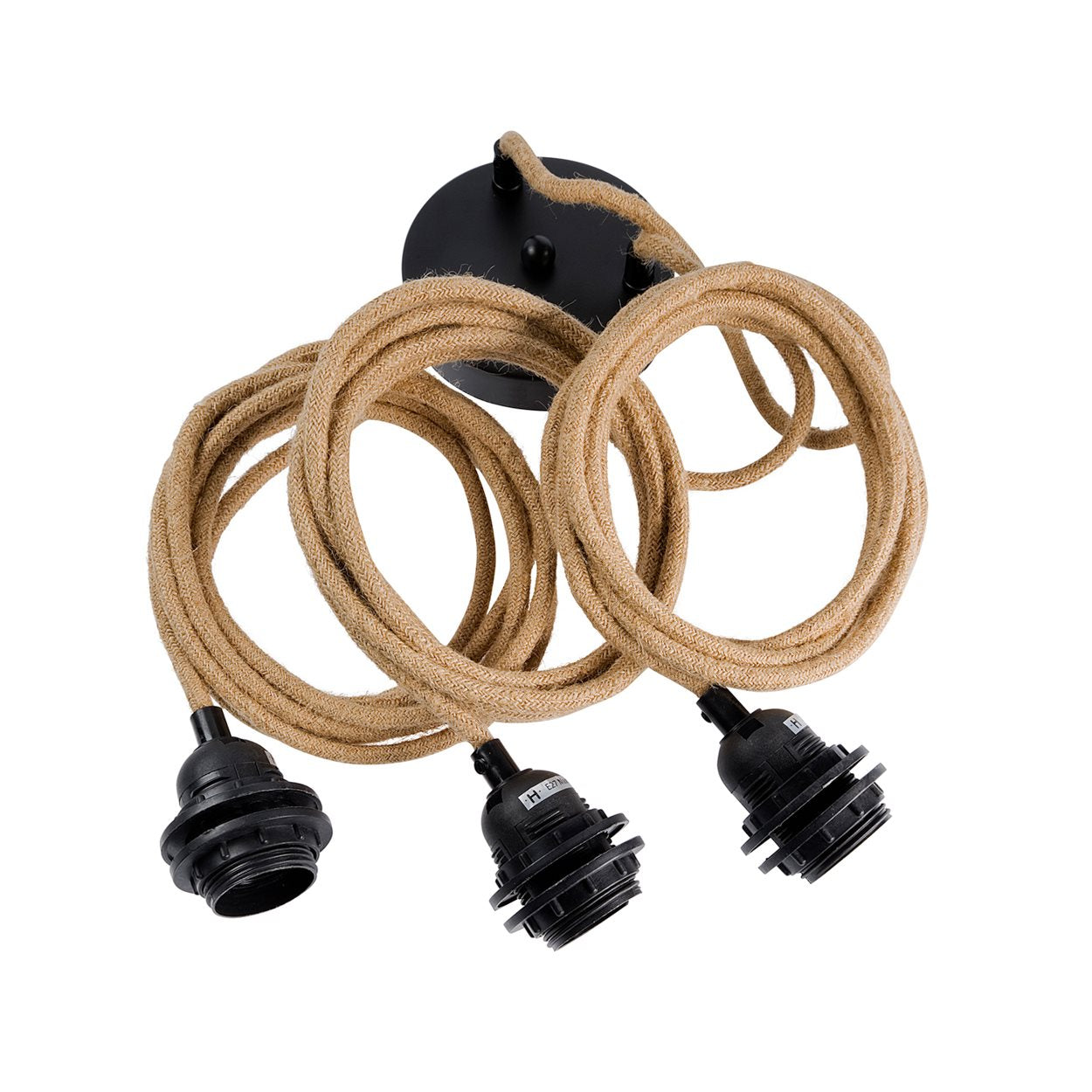 Plafondarmatuur met 3 fittings Naturel Zwart
