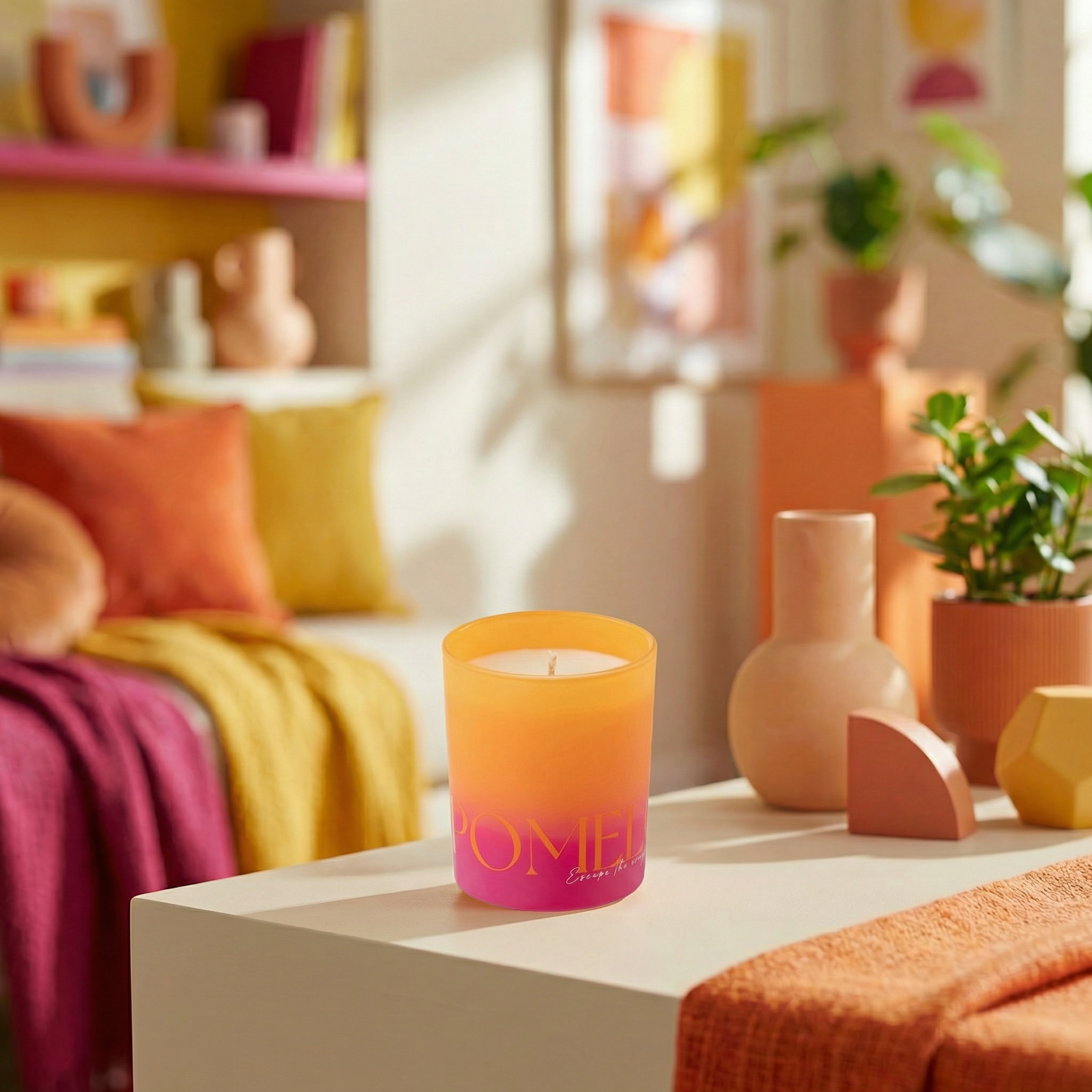 Geurkaars Oasis Oranje/Roze Smalll J-Line