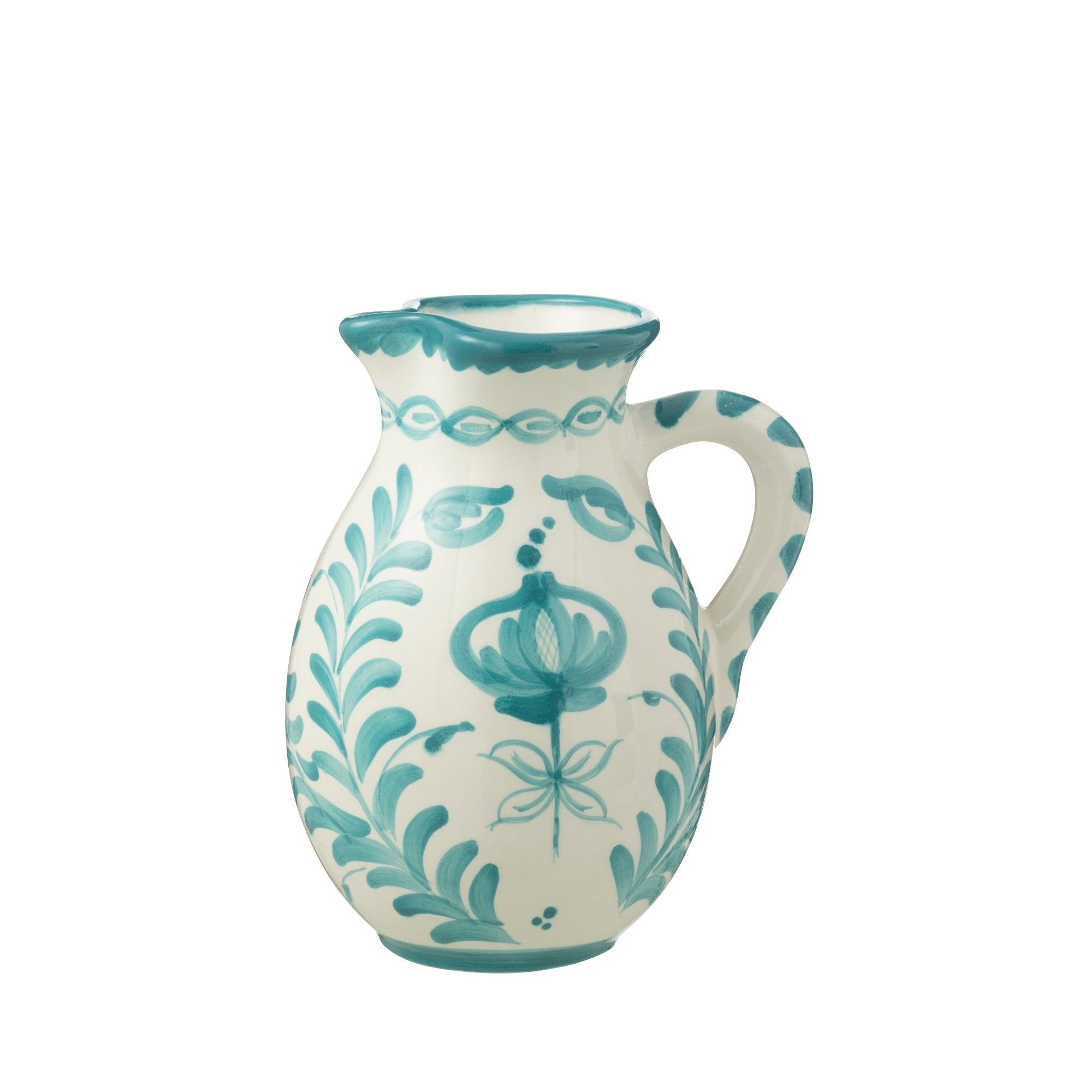 Grote Kan Granada Motief Aqua/Wit Keramiek J-Line