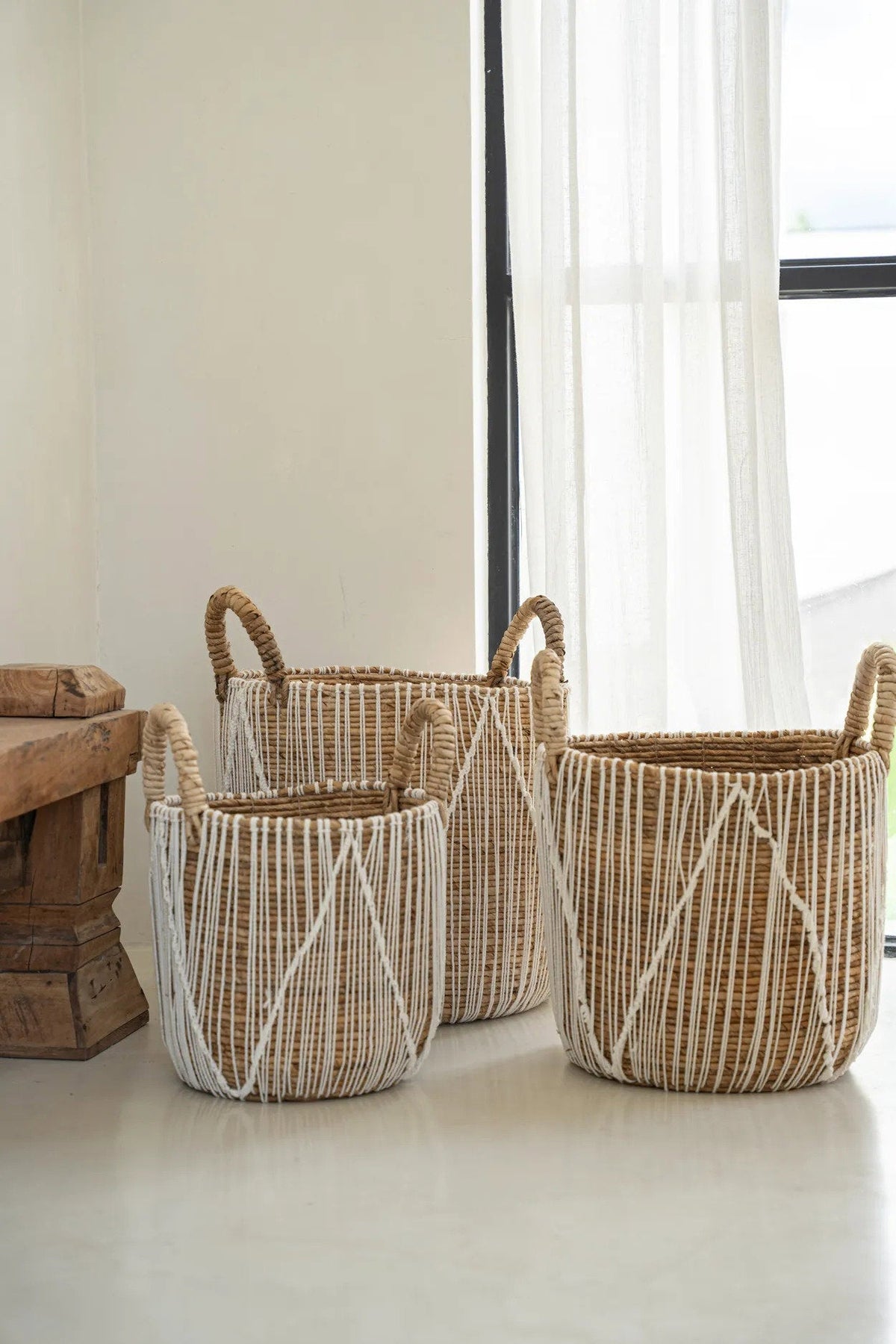 Der Straight Stitched Makramee-Korb - L Bazar Bizar