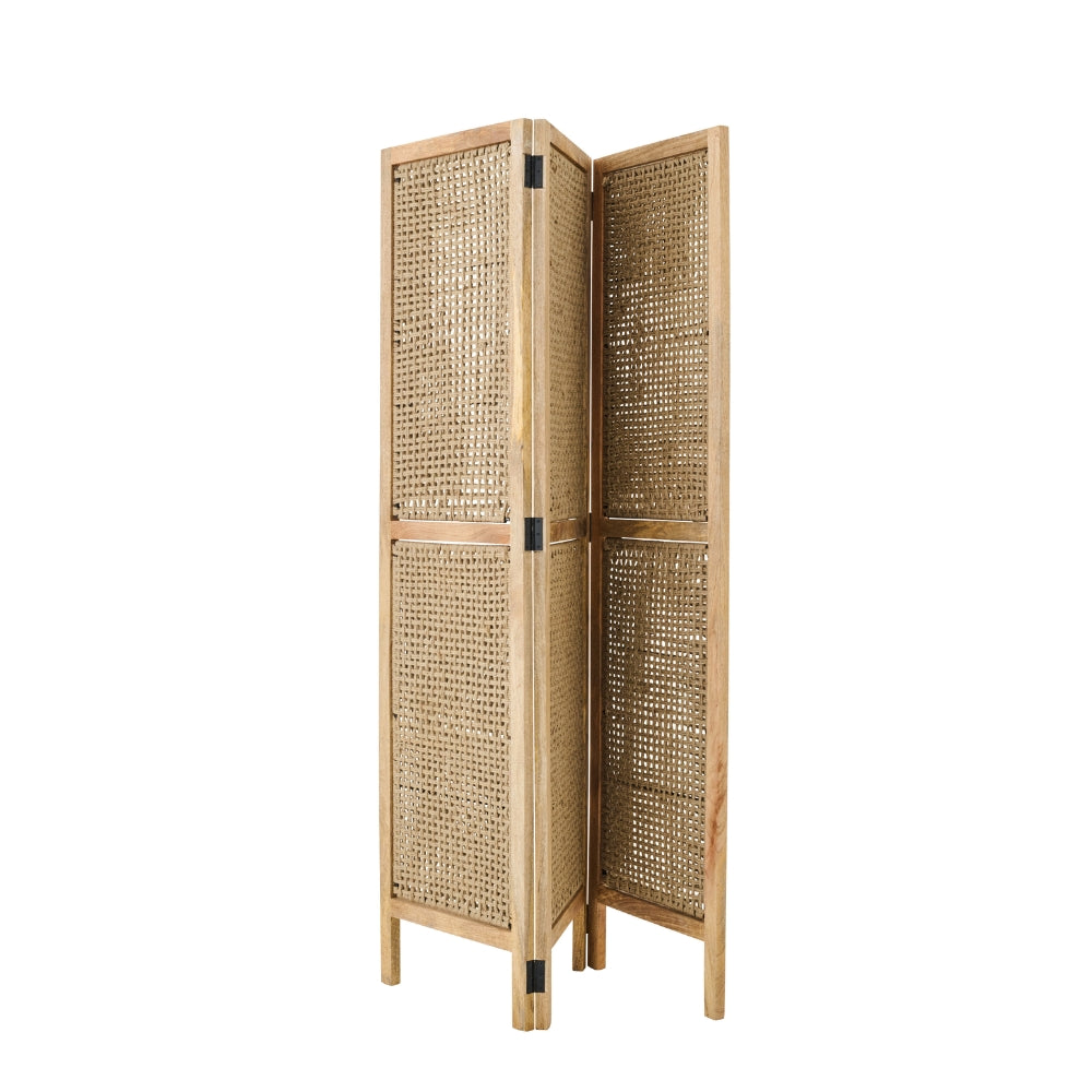 Kamerscherm Met Rieten Panelen Mangohout Naturel J-Line