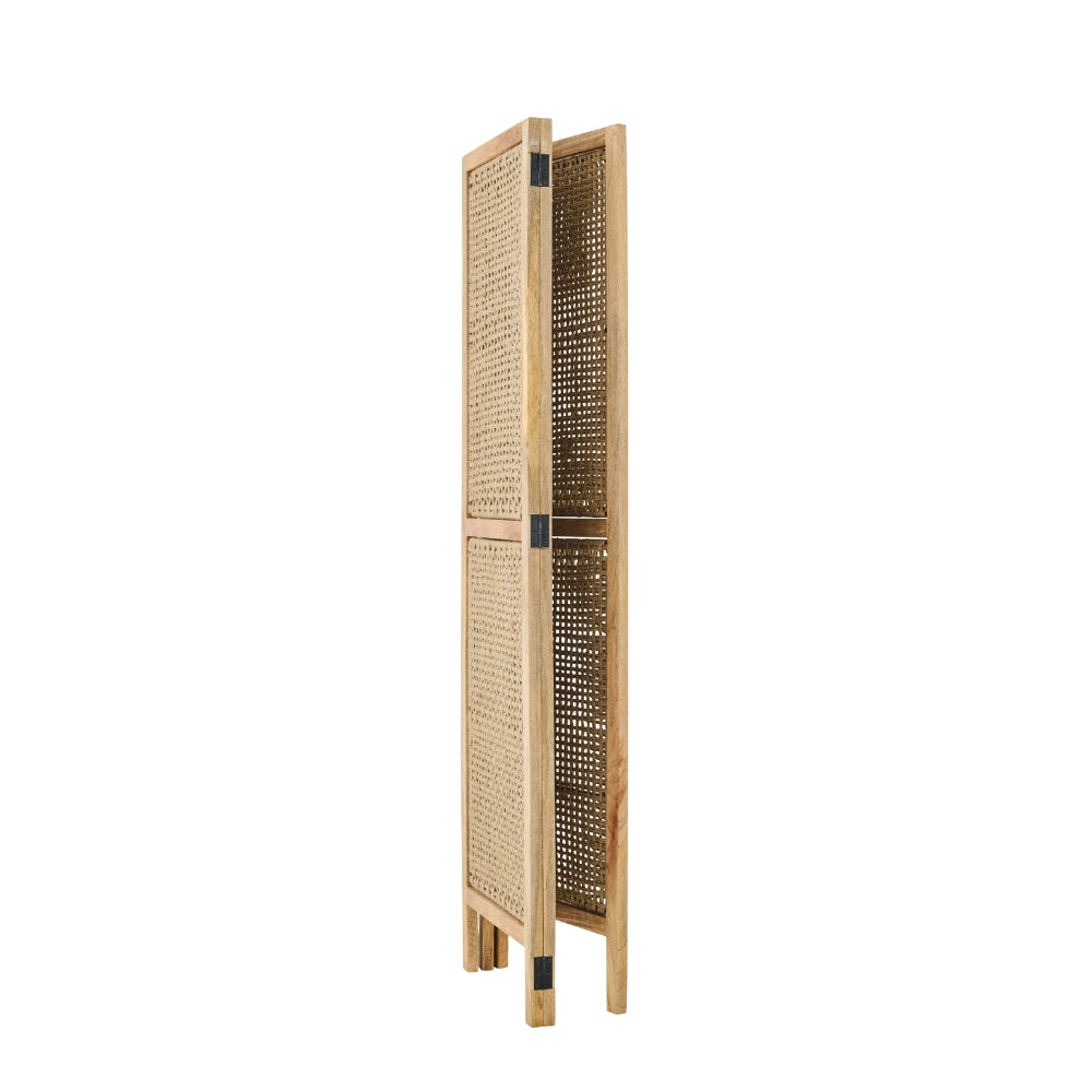 Kamerscherm Met Rieten Panelen Mangohout Naturel J-Line