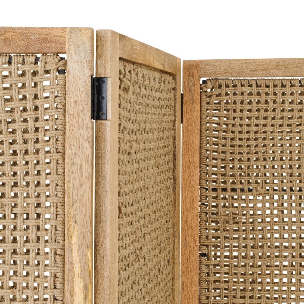 Kamerscherm Met Rieten Panelen Mangohout Naturel J-Line
