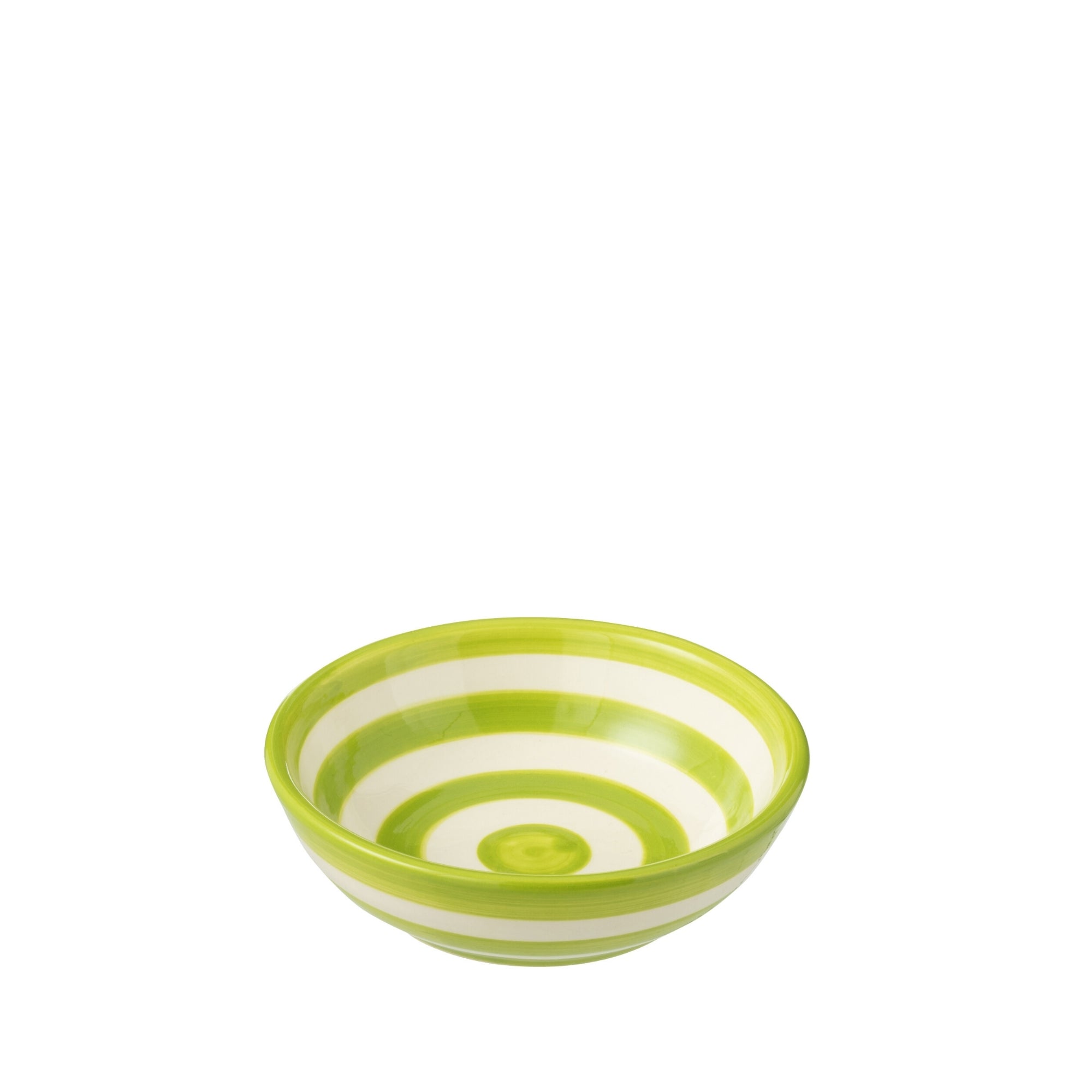 Kleine Lage Kom Granada Strepen Groen/Wit Keramiek J-Line