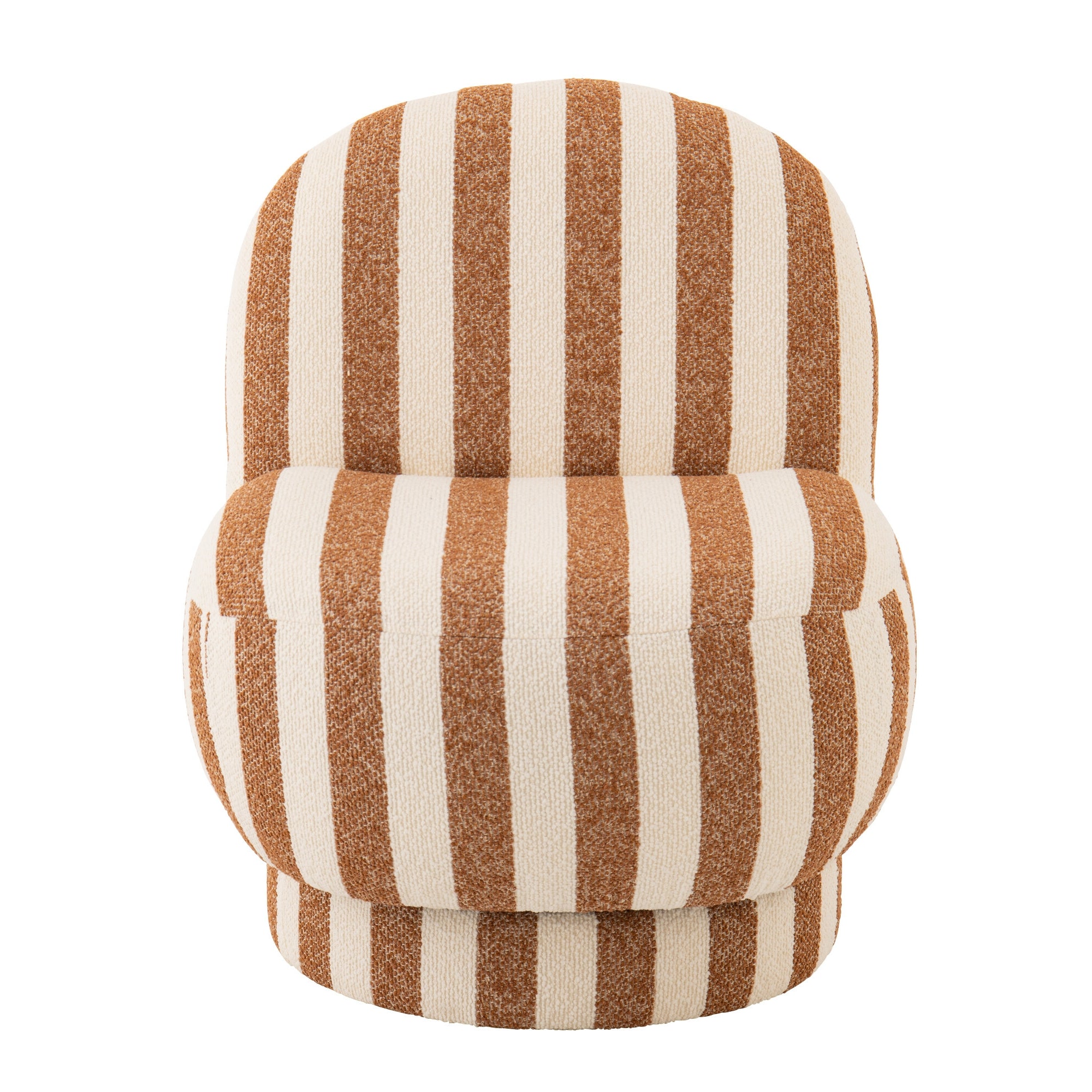 Lounge Chair Gestreepte Stof Camel/Gebroken Wit J-Line