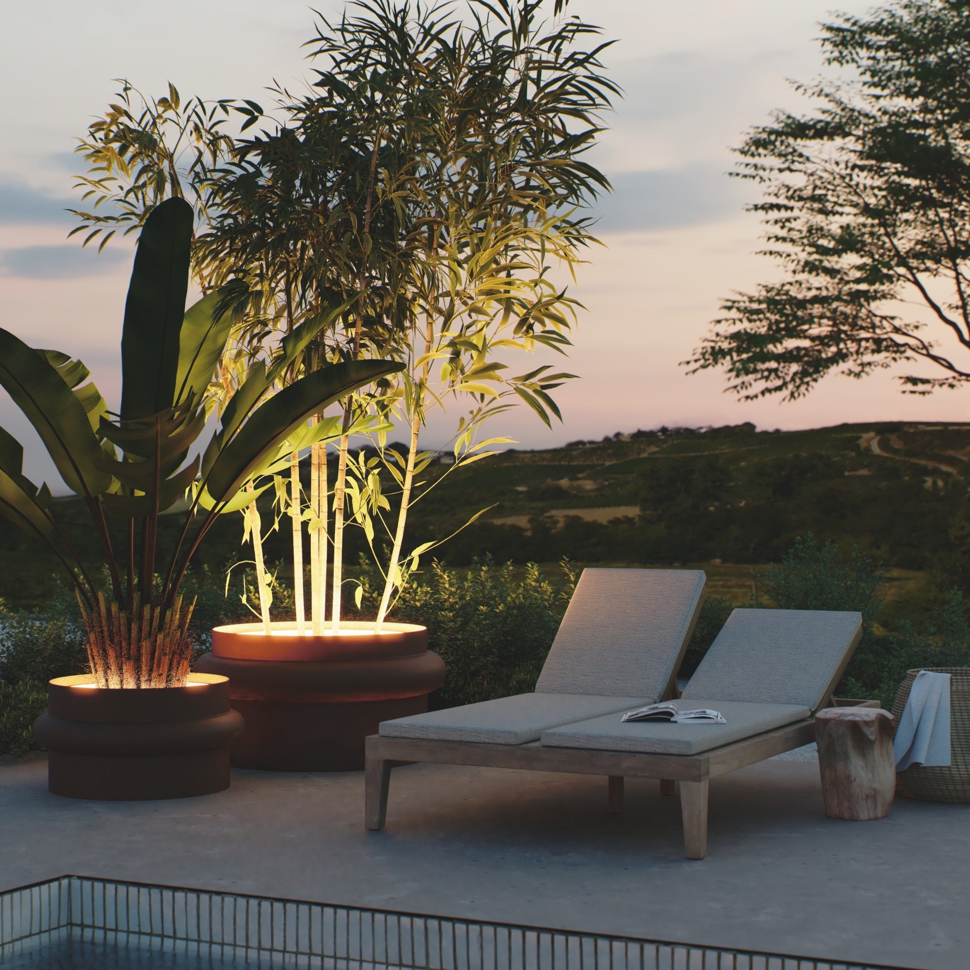 MAZU Nautilus Luxe LED Plantenpot Cortenstaal