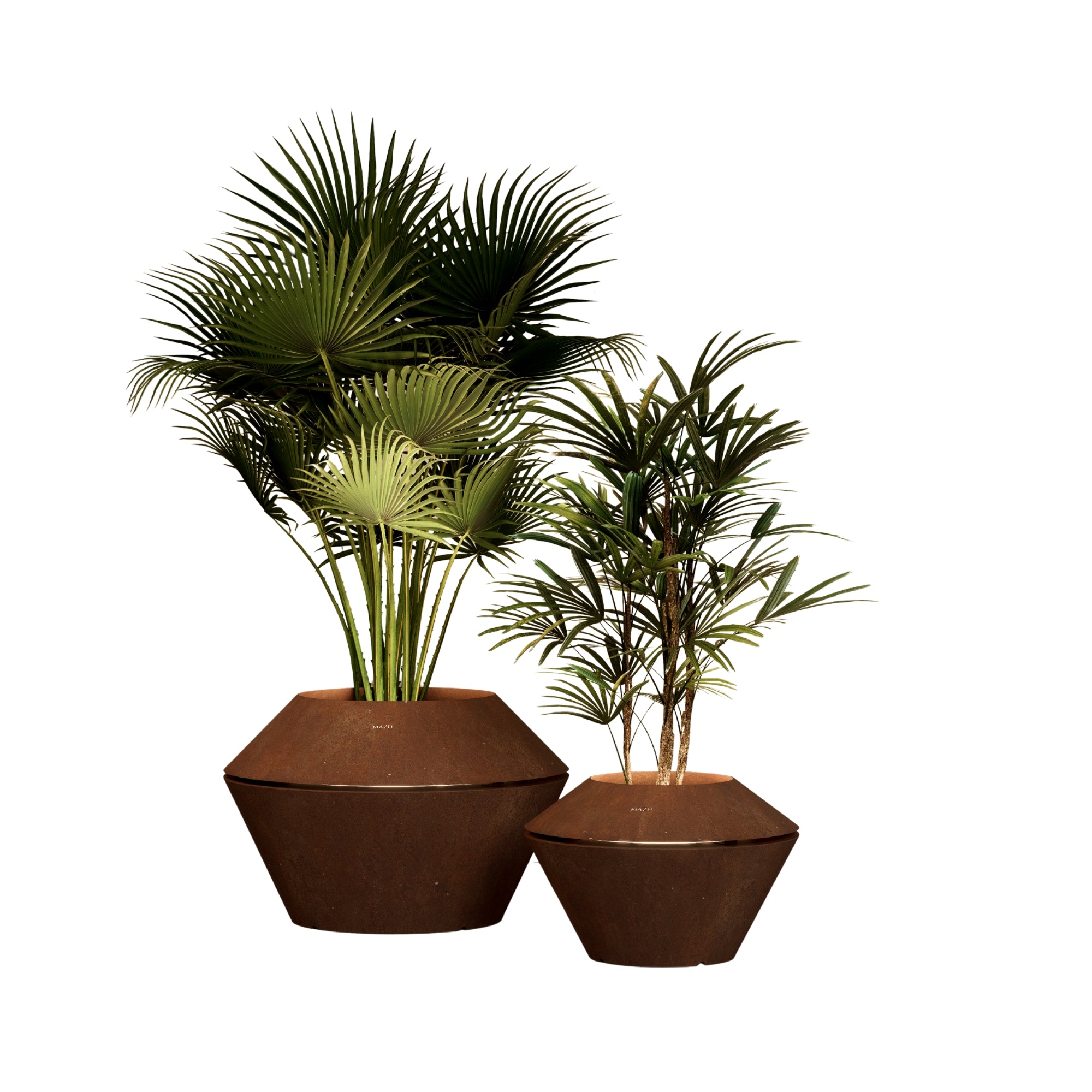 MAZU Oyster Luxe LED Plantenpot Cortenstaal