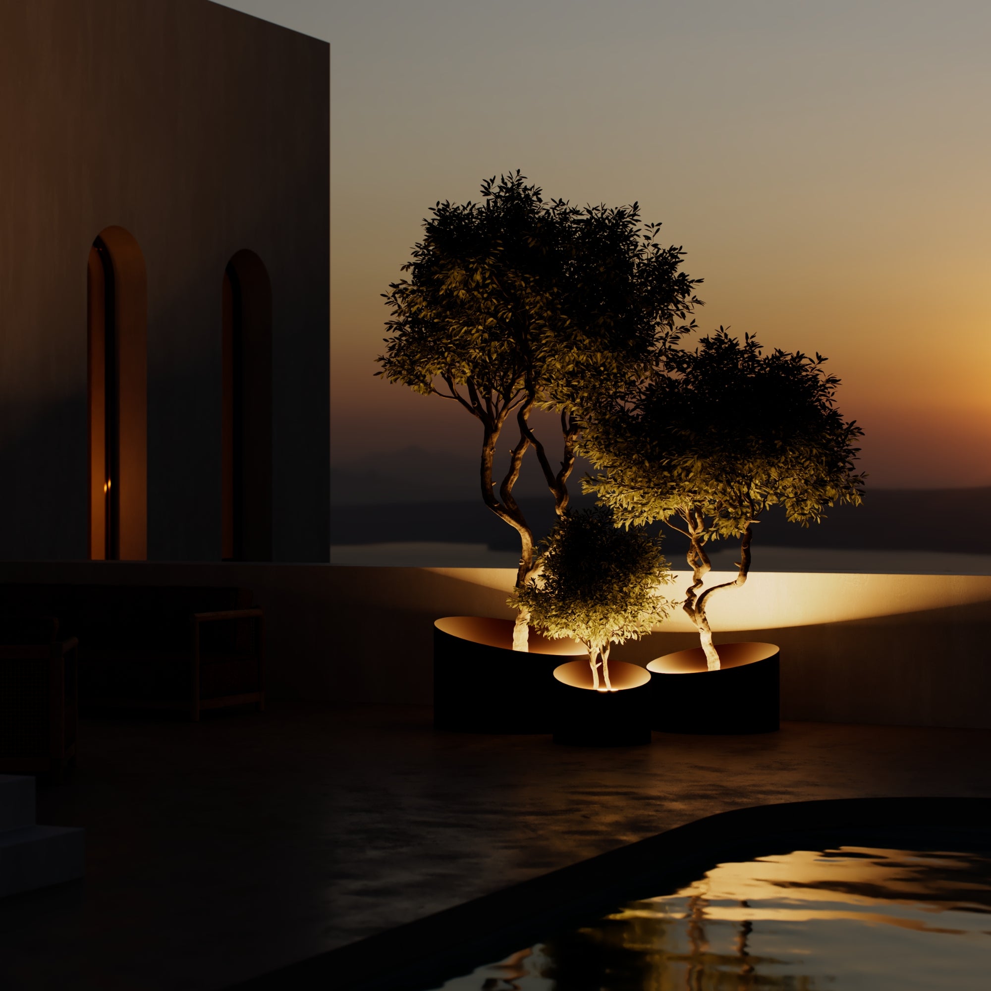 MAZU Wedge Luxe LED Plantenpot Brons