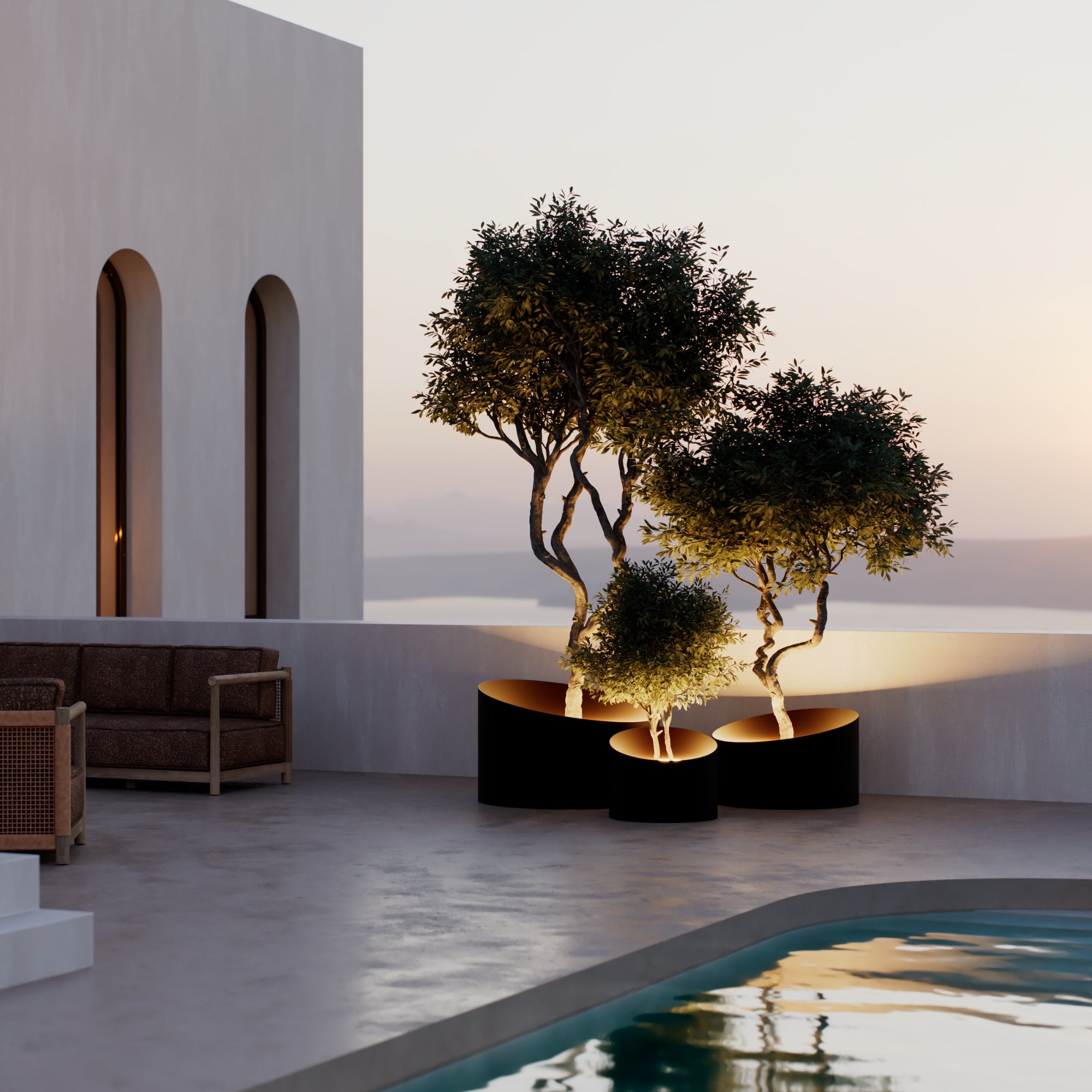 MAZU Wedge Luxe LED Plantenpot Brons