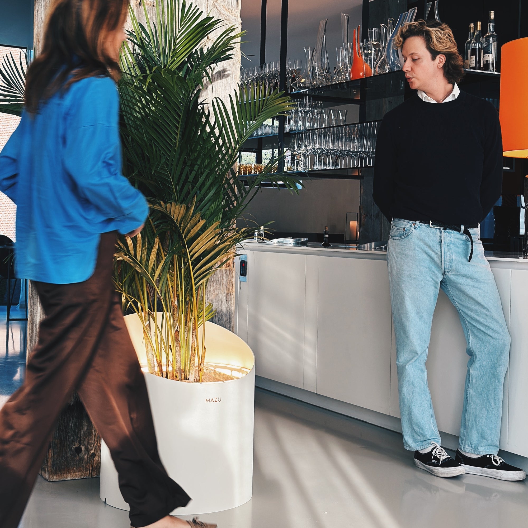 MAZU Wedge Luxe LED Plantenpot Brons