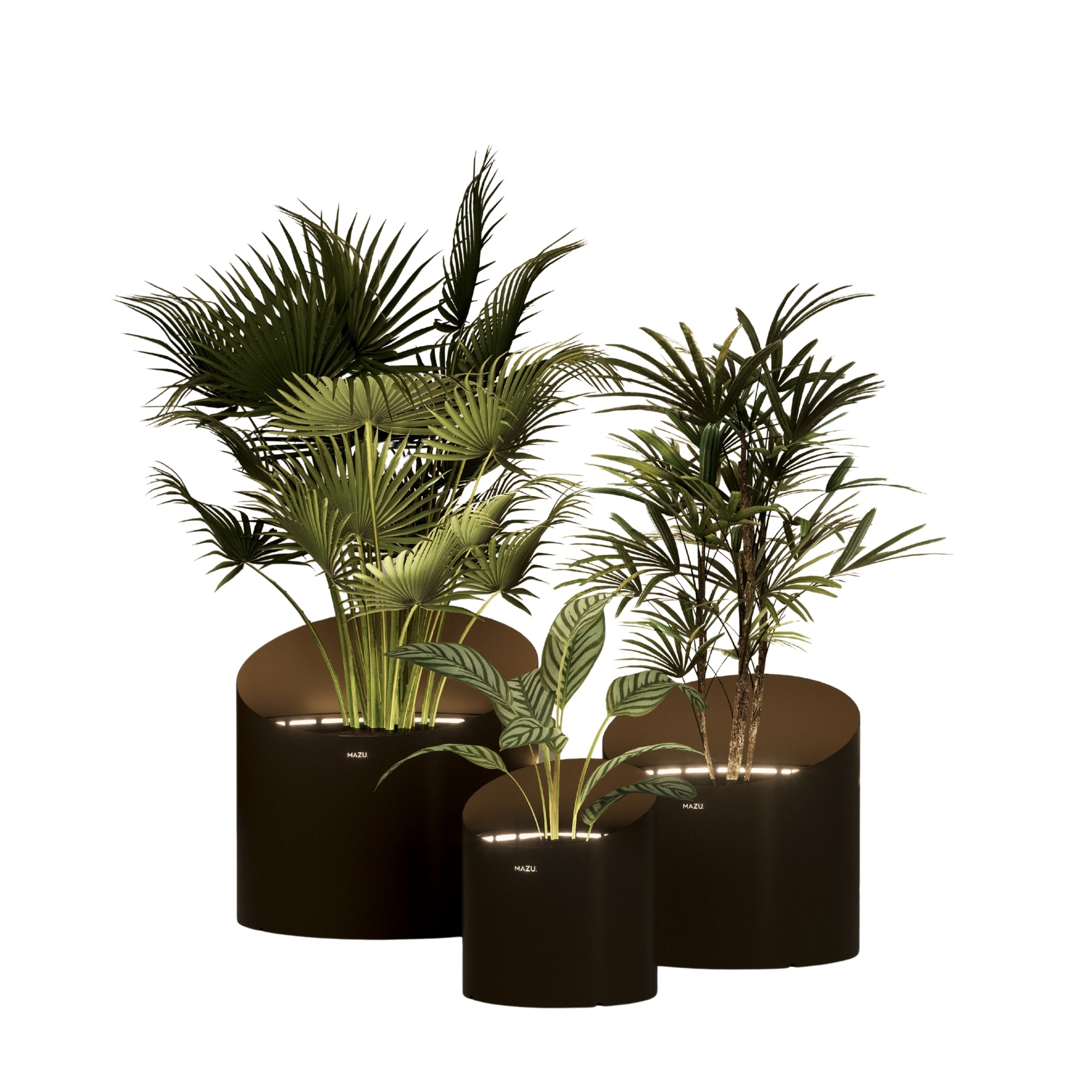 MAZU Wedge Luxe LED Plantenpot Zwart Bruin