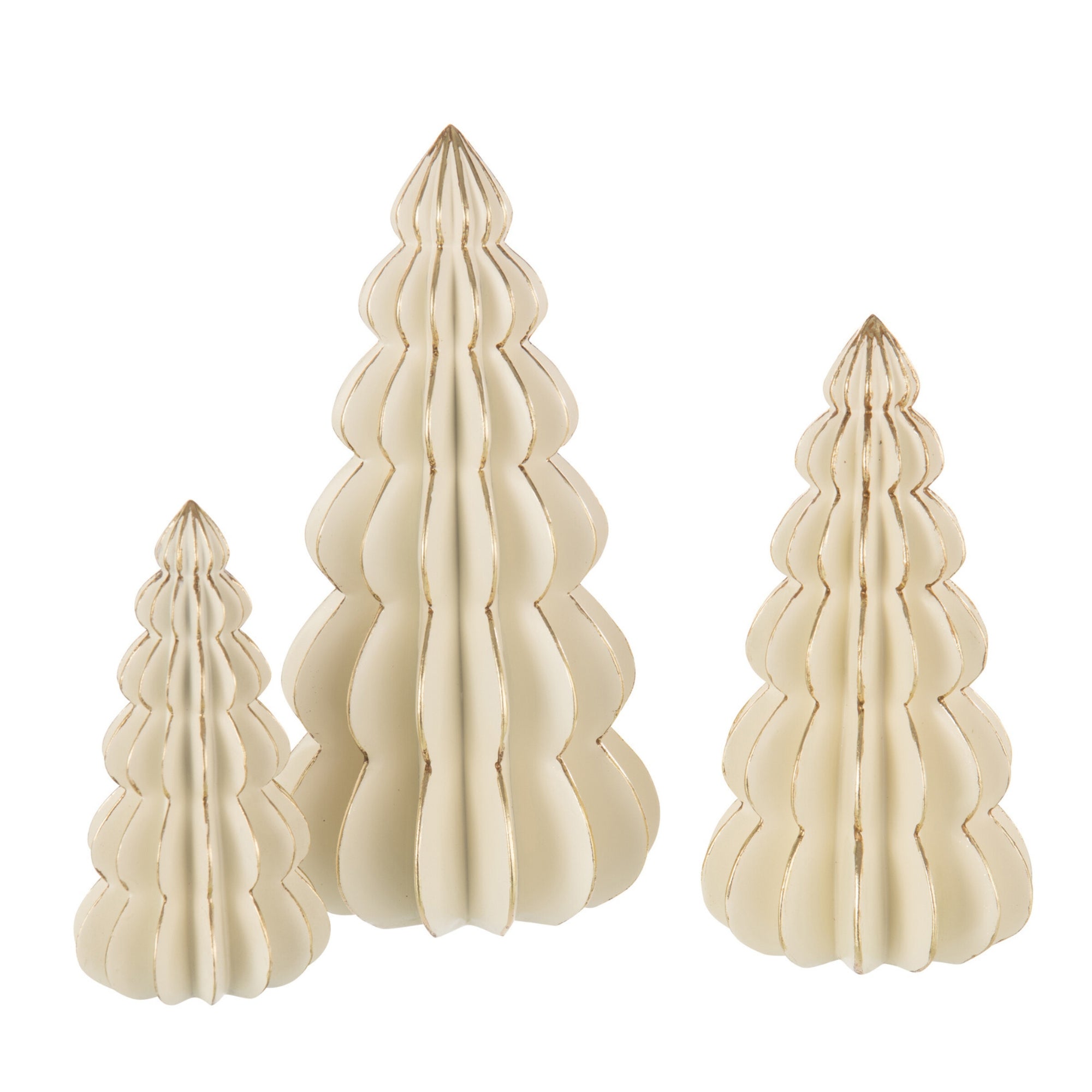 Kerstboom Origami Kalk Wit/Goudkleurig Large H35cm J-Line