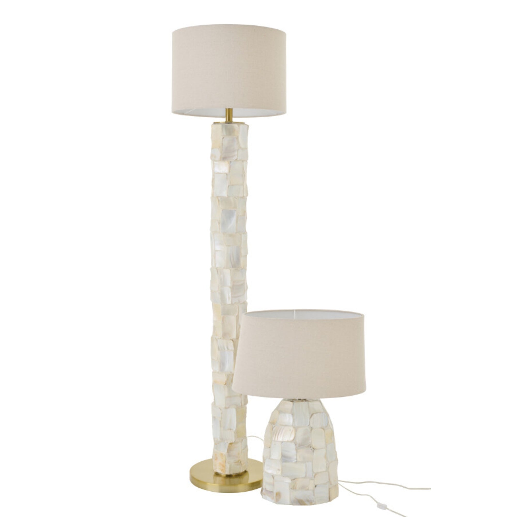 Tafellamp Pareleffect Schelp Gebroken Wit/Lichtbeige J-Line