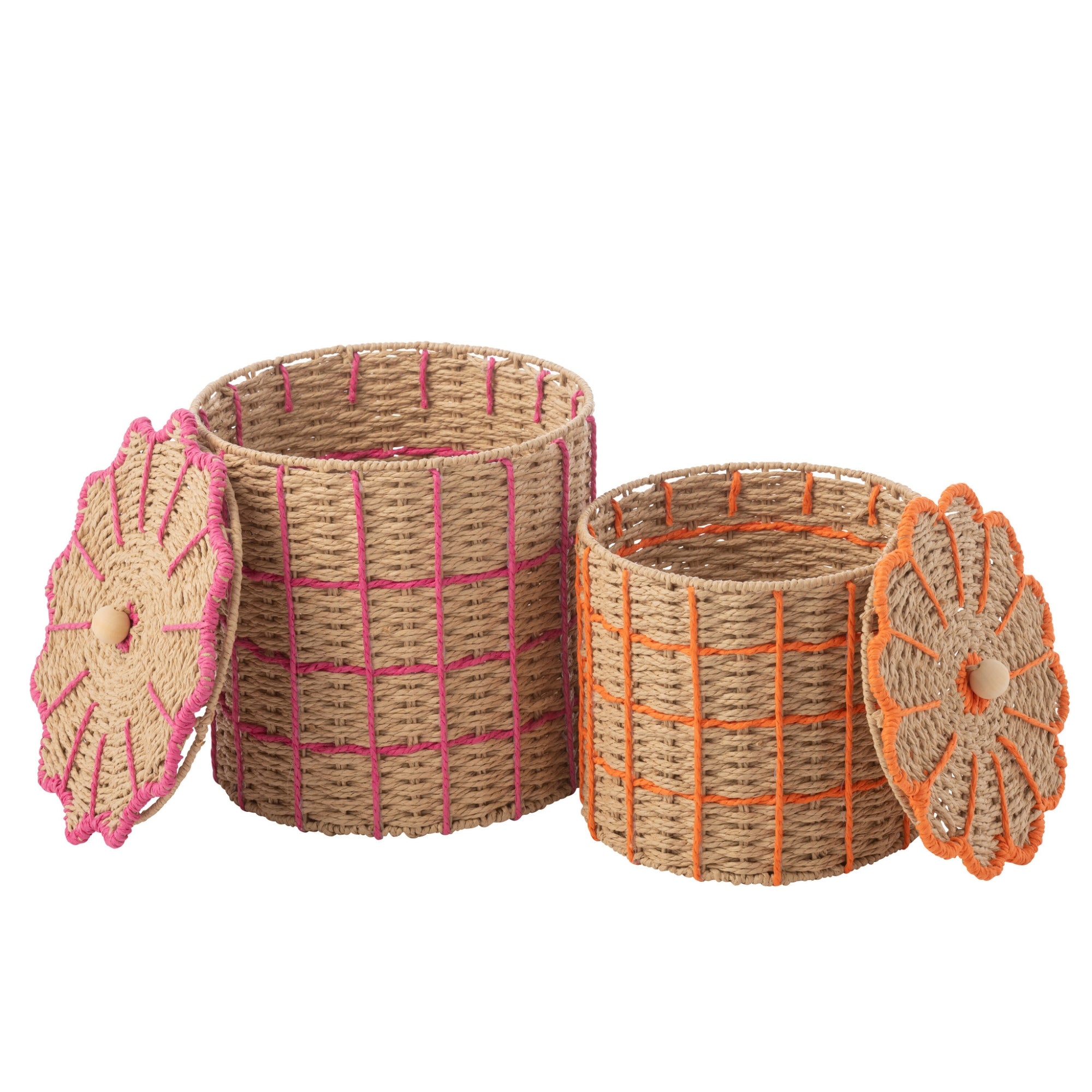 Set Van 2 Mand Papier Roze/Oranje J-Line