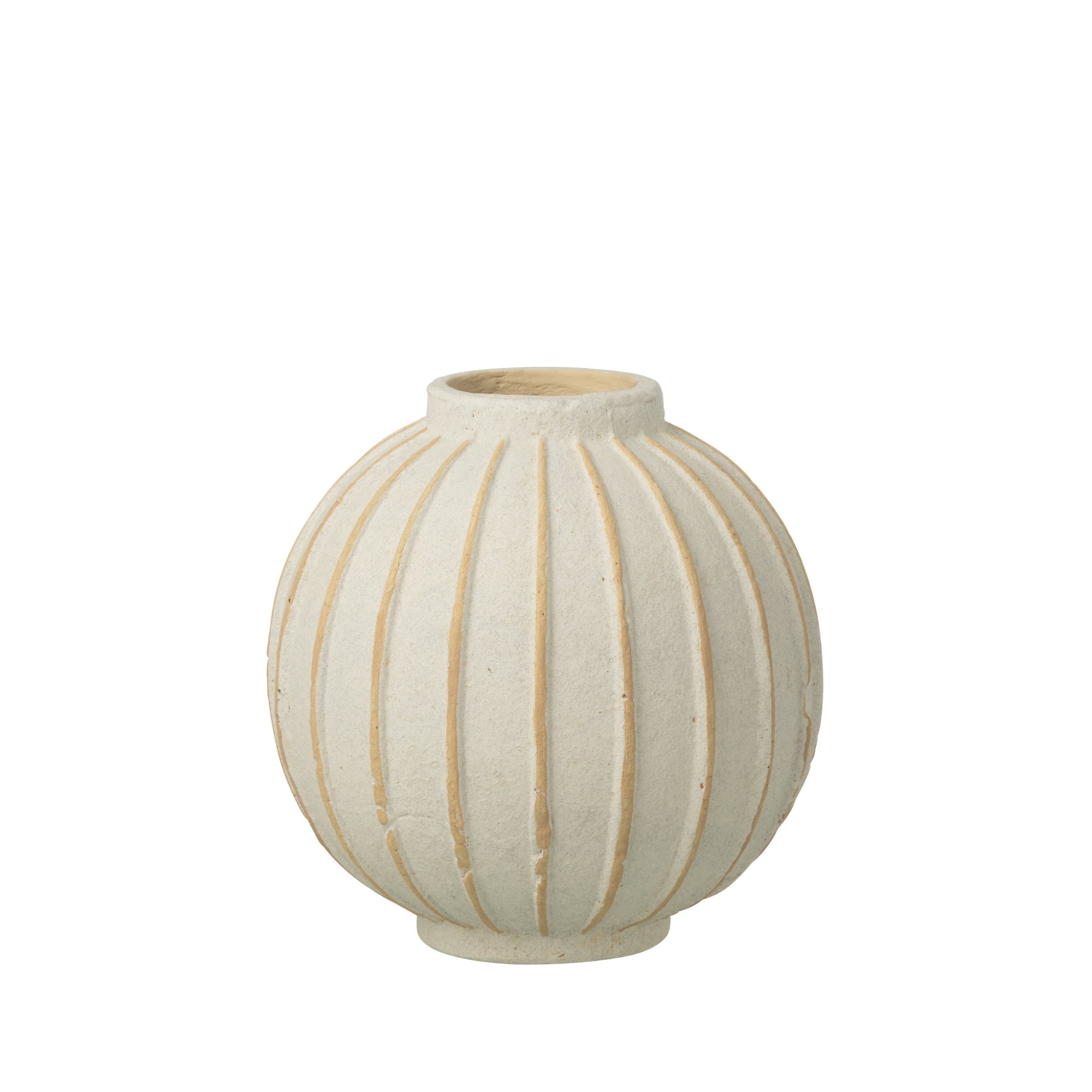 Vaas Bal Gestreept Terracotta Gebroken Wit/Beige Small J-Line