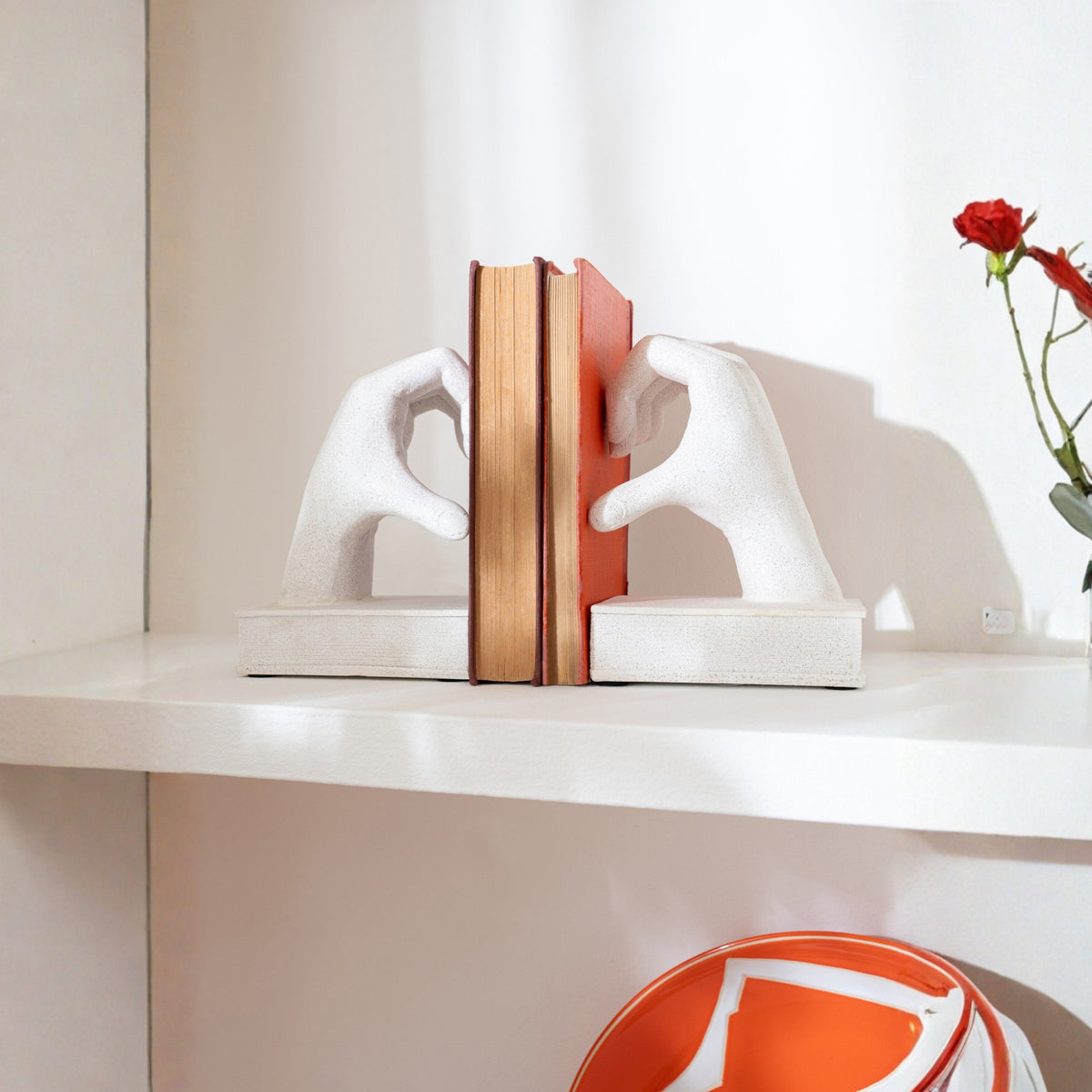 2er-Set Buchstützen Hände Love Polyresin Weiß J-Line