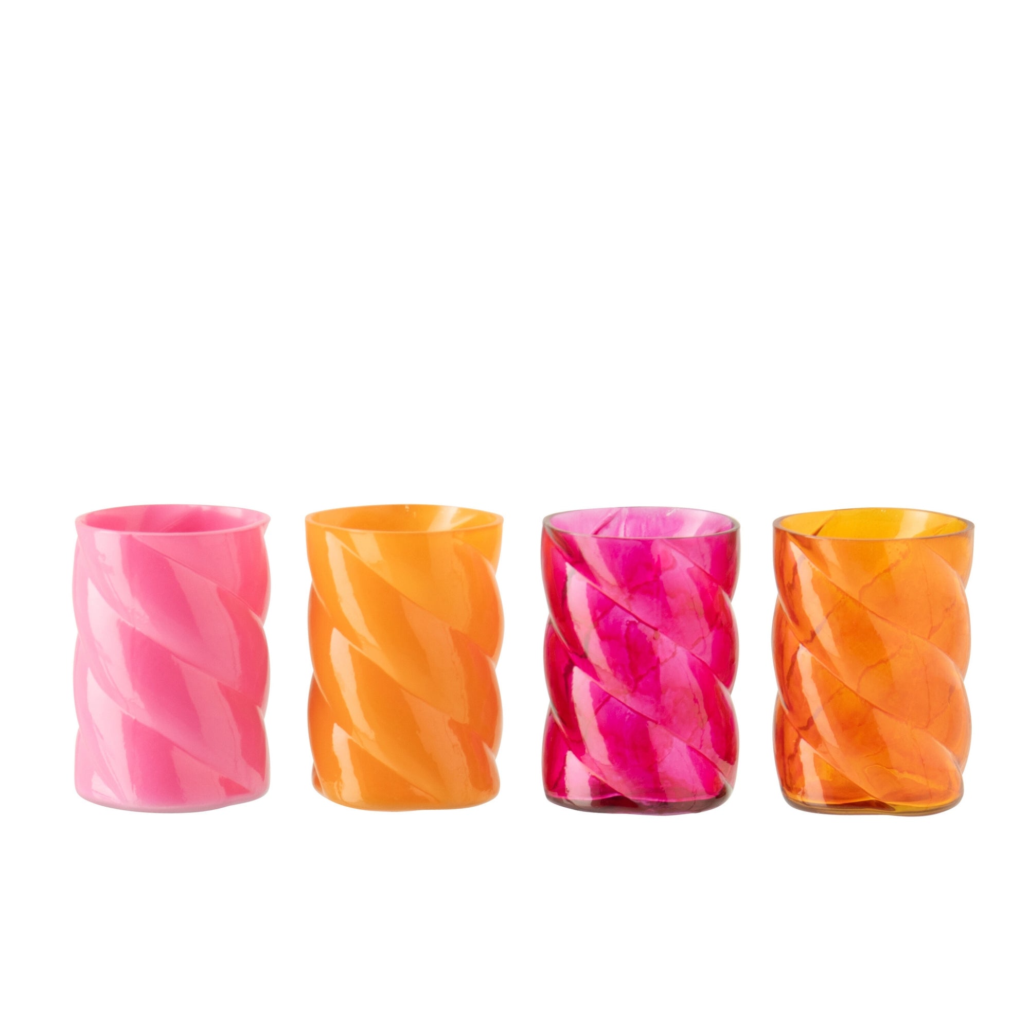Windlicht Glas Oranje/Roze Small Assortiment Van 4 J-Line