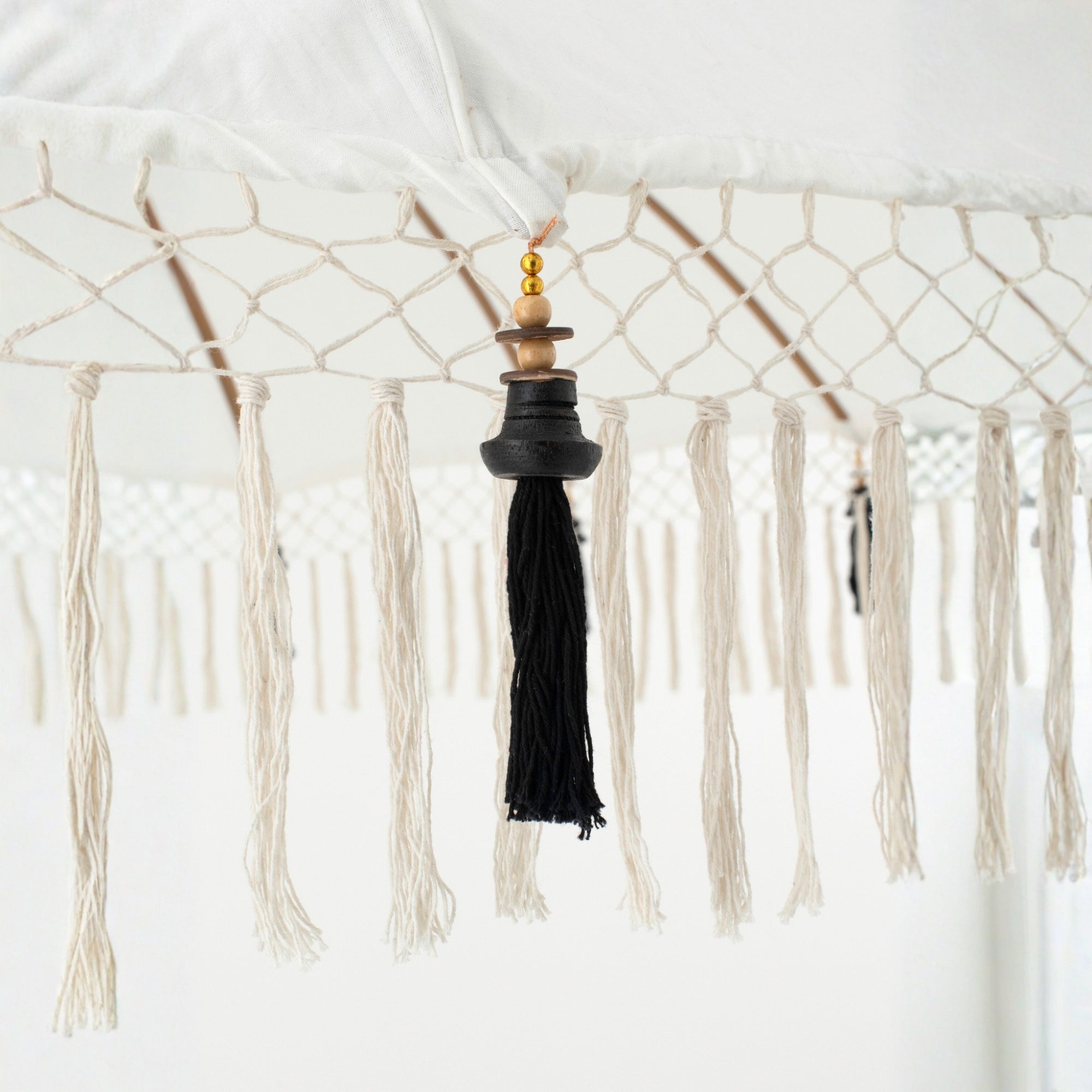 Parasol Flavie Hout/Katoen Ecru/Zwart J-Line