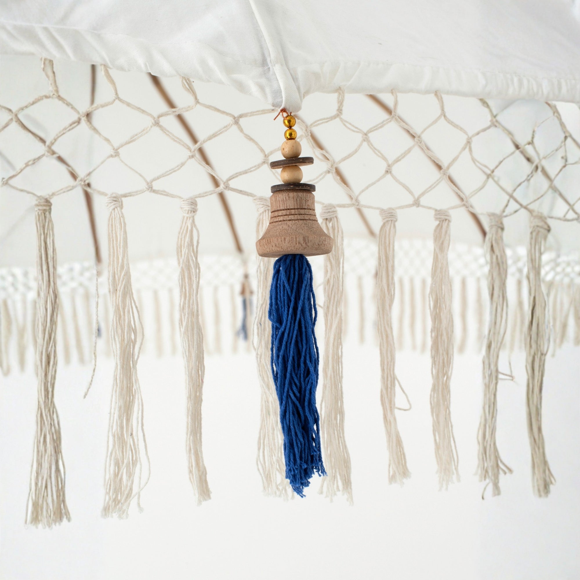 Parasol Flavie Hout/Katoen Ecru/Blauw J-Line