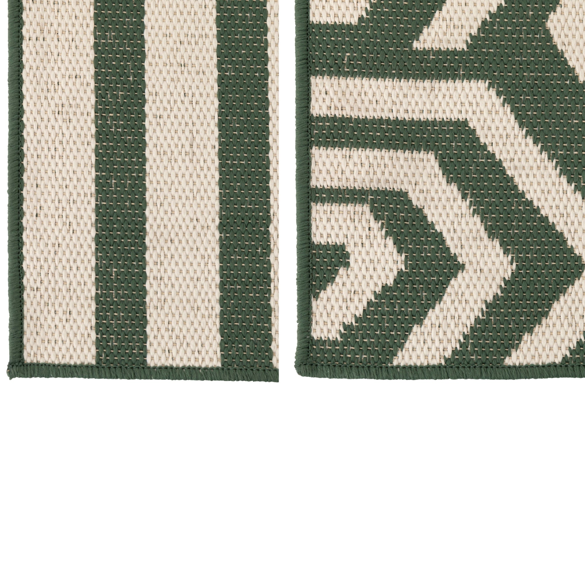 Vloerkleed Buiten Strepen + Spiralen Polypropyleen Donkergroen/Wit Assortiment Van 2