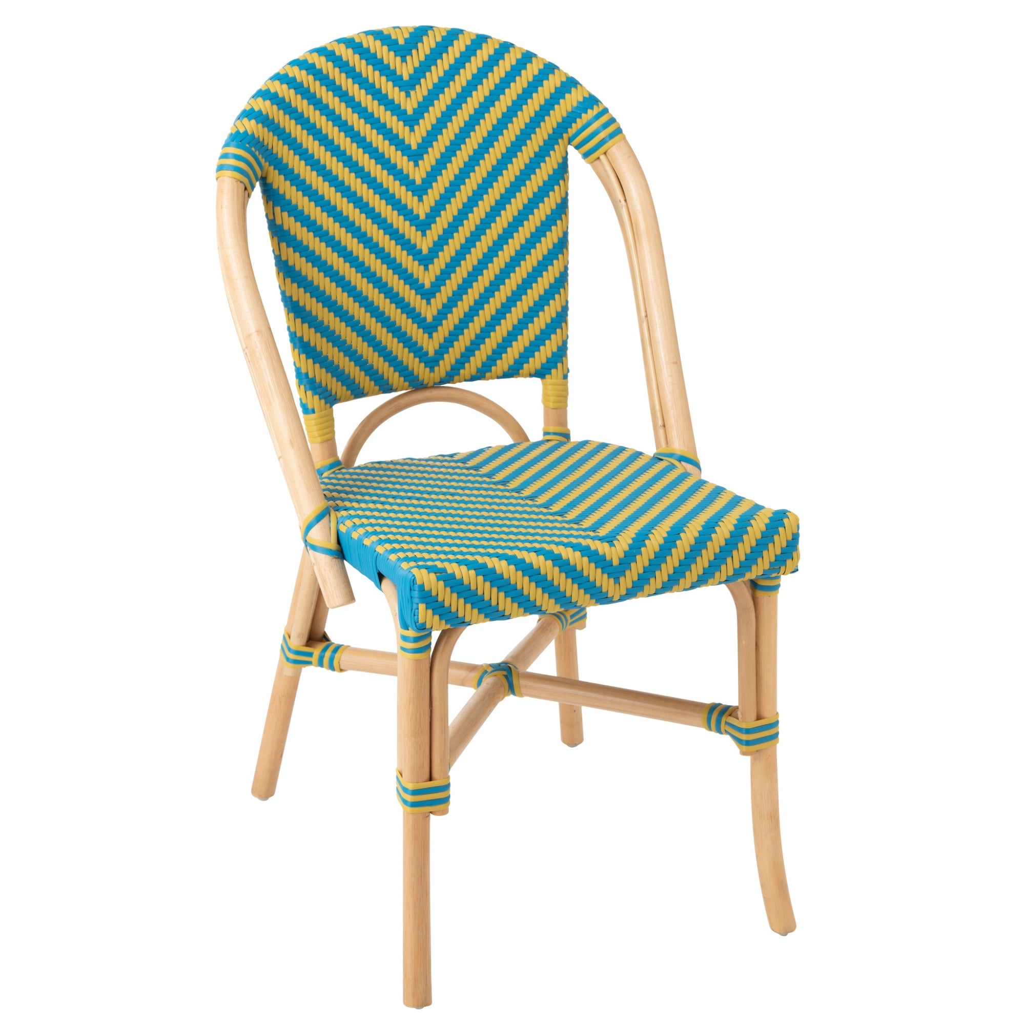 Outdoor Stoel Geo Rond Rotan Geel/Azuurblauw J-Line
