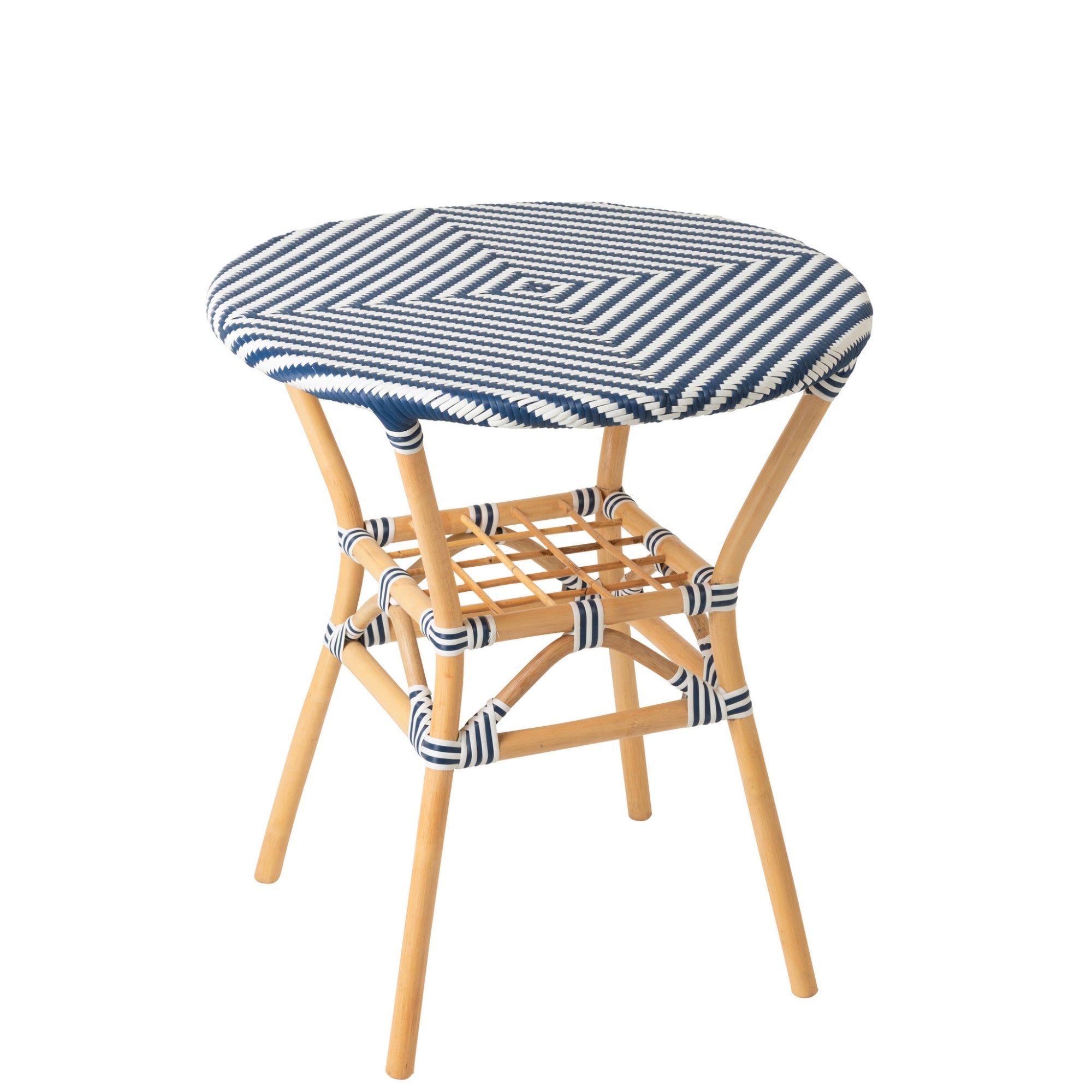 Outdoor Eettafel Geo Rond Rotan Blauw/Wit J-Line
