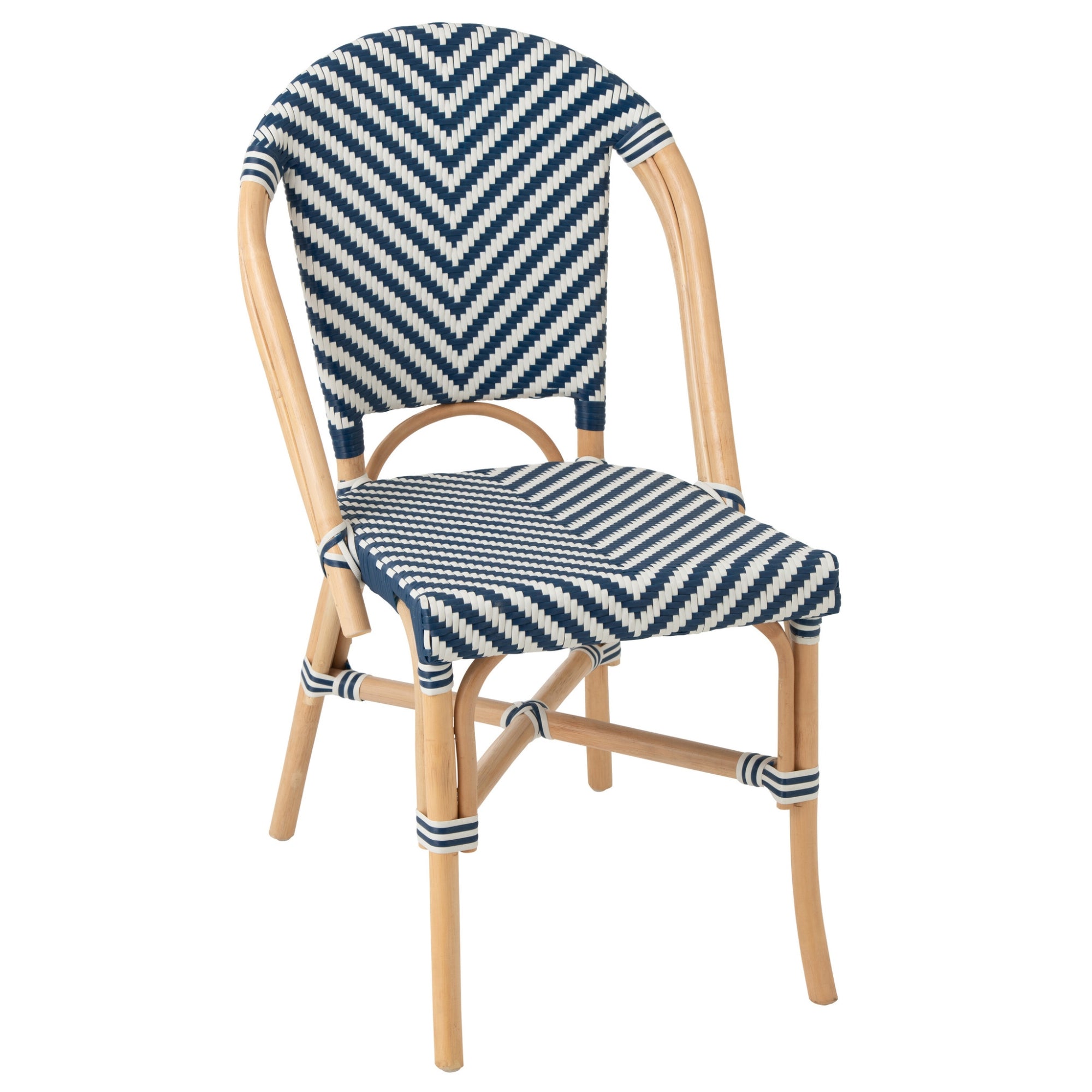 Outdoor Stoel Geo Rond Rotan Blauw/Wit J-Line