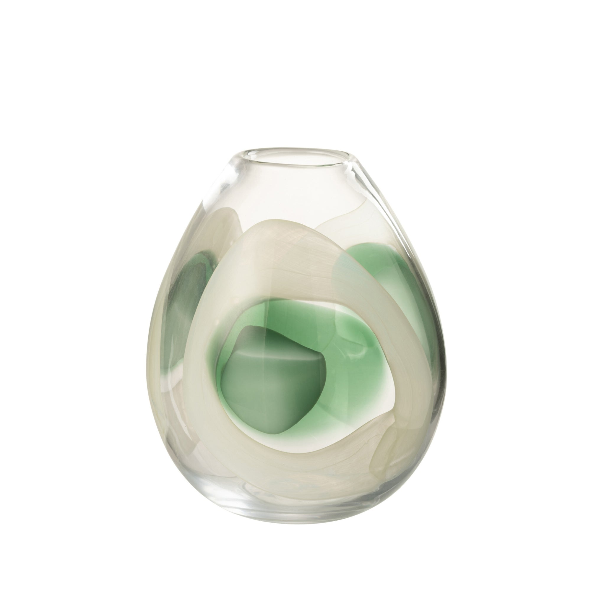 Vaas Livy Glas Groen/Wit/Transparant Medium Ø20,5xH25,5cm J-Line
