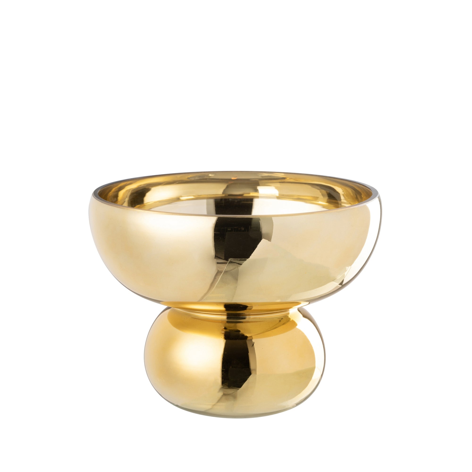 Windlicht Op Voet Afgerond Glas Goud J-Line