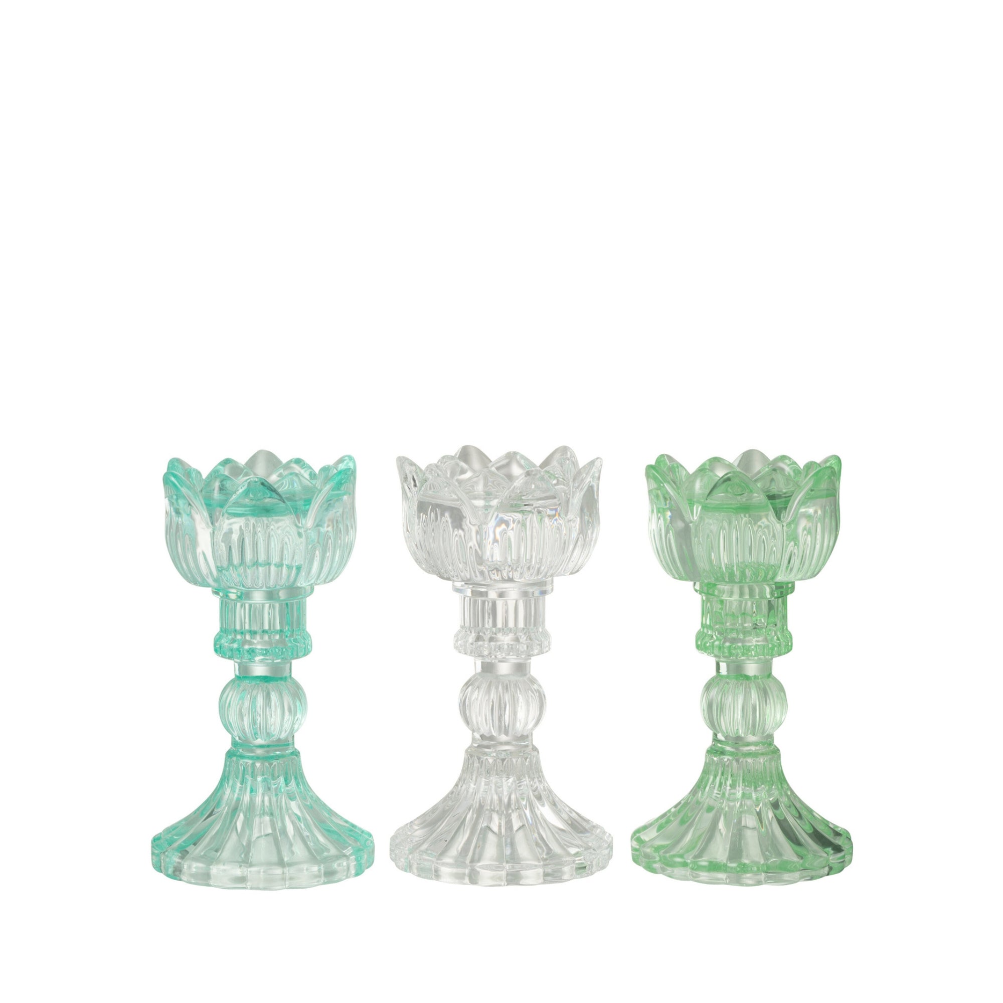 Kandelaar Roos Koud Glas Mix Set van 3 J-Line
