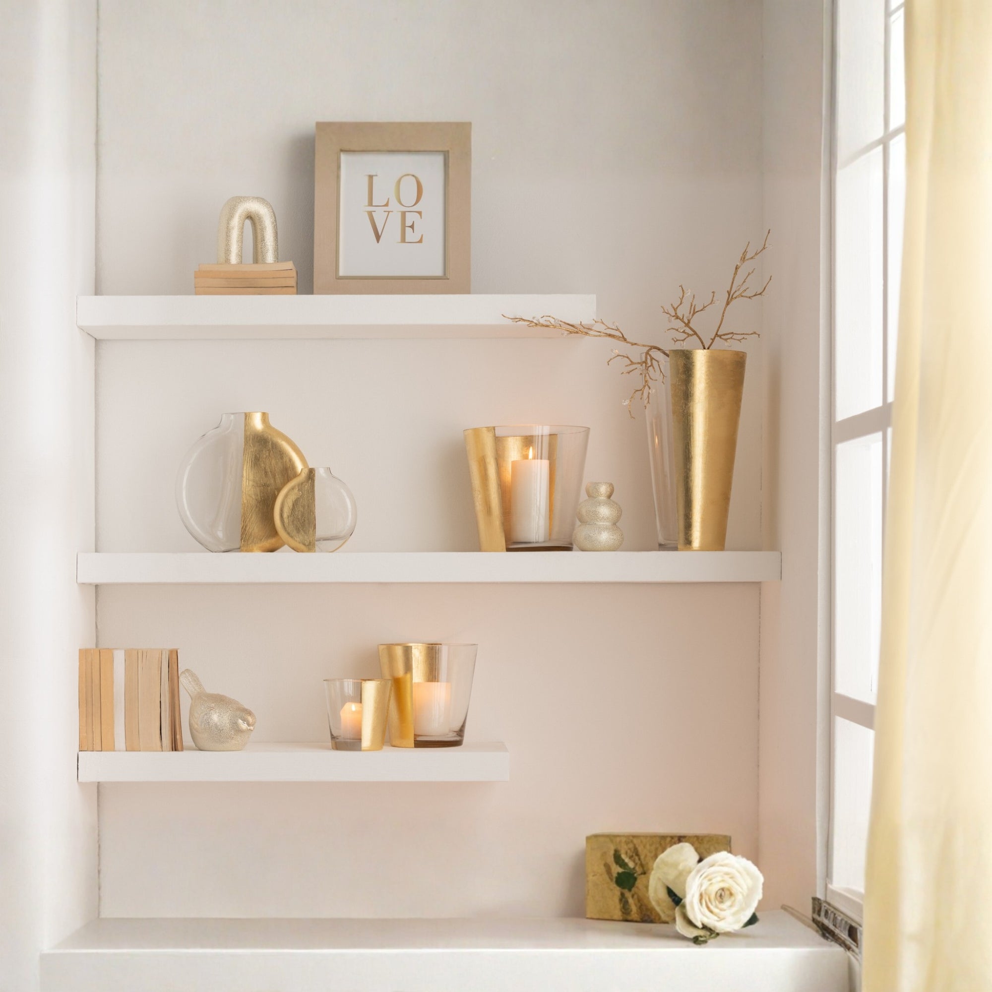 Windlicht Boe Half Goud Medium