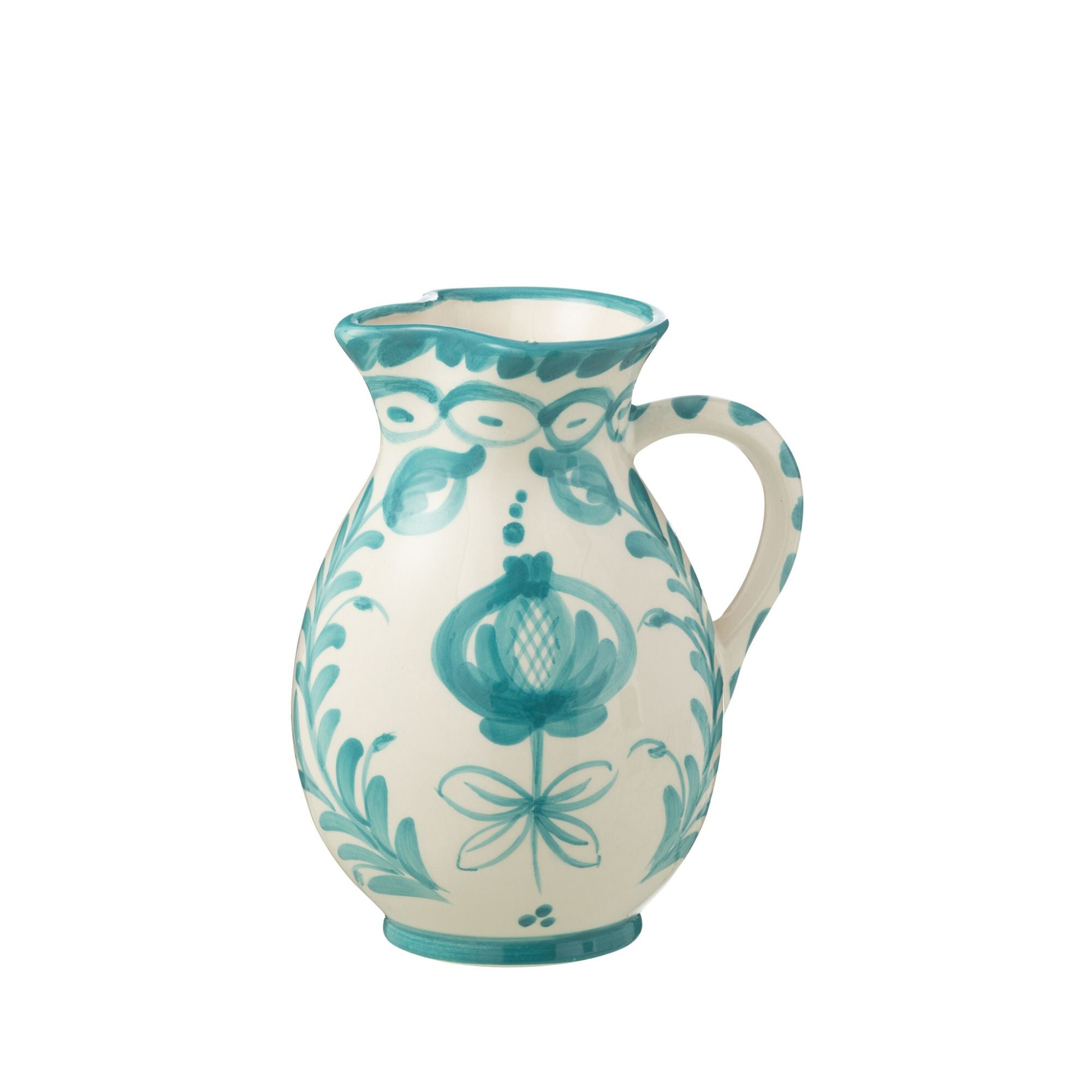 Medium Kan Granada Motief Aqua/Wit Keramiek J-Line