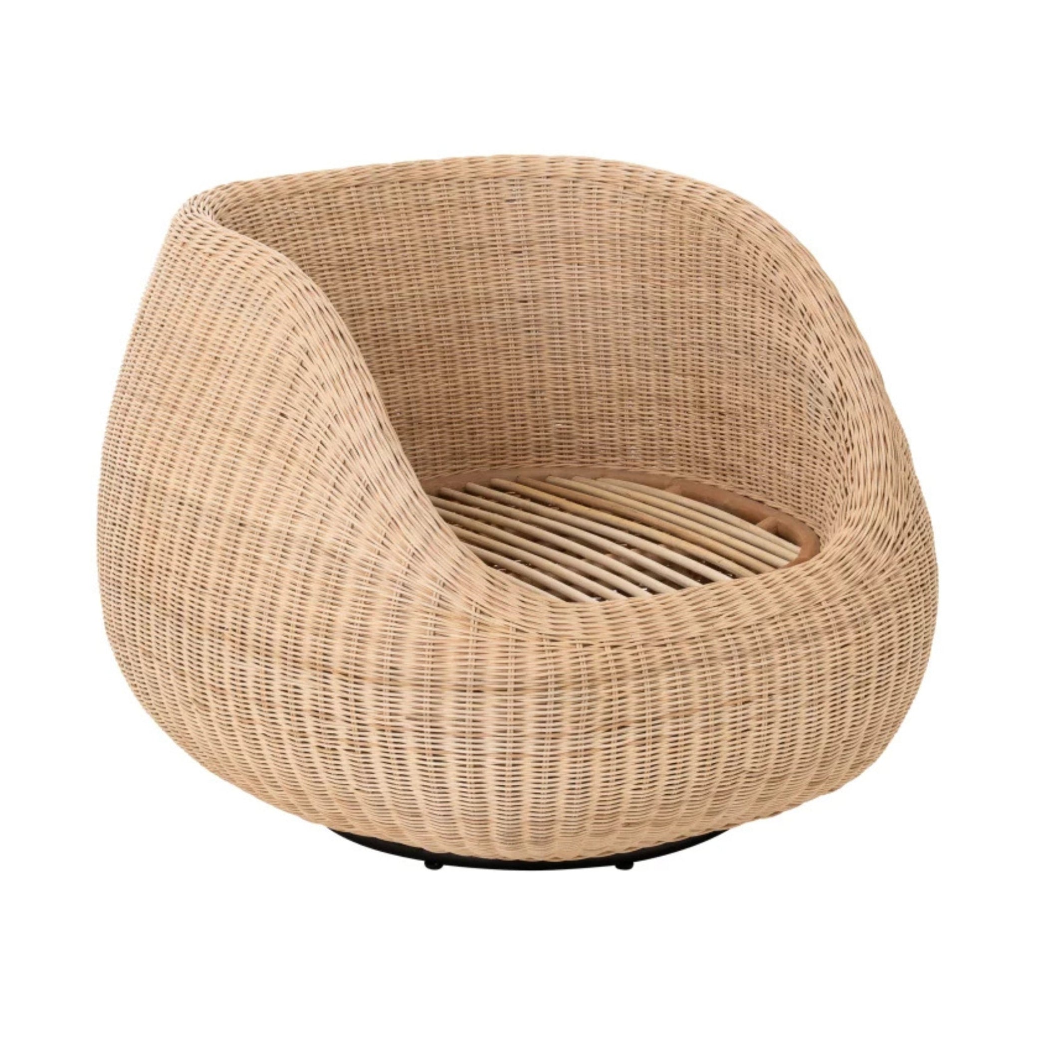 Loungestoel Draaibaar Rond Rotan Naturel/Ecru J-Line