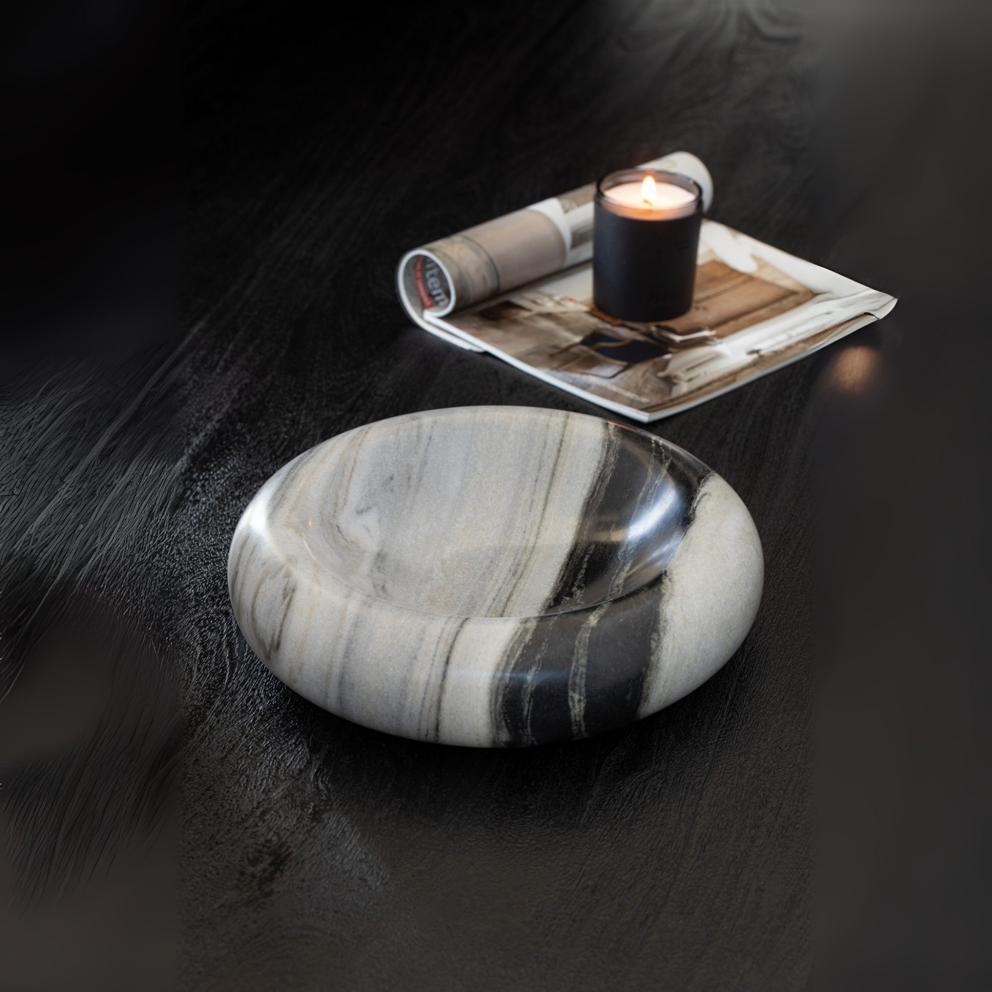 Schaal Marmer Zwart/Lichtgrijs Medium J-Line