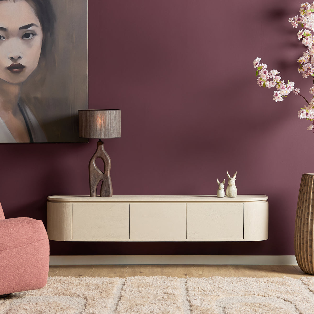Zwevend TV-meubel Ambiance Mangohout Naturel 120cm Starfurn
