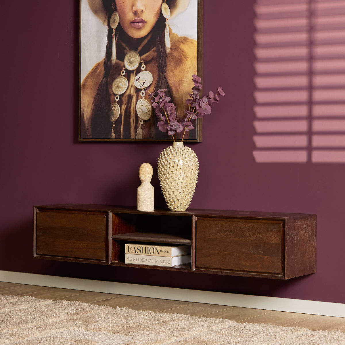 Zwevend TV-meubel Ambiance Mangohout Naturel 120cm Starfurn