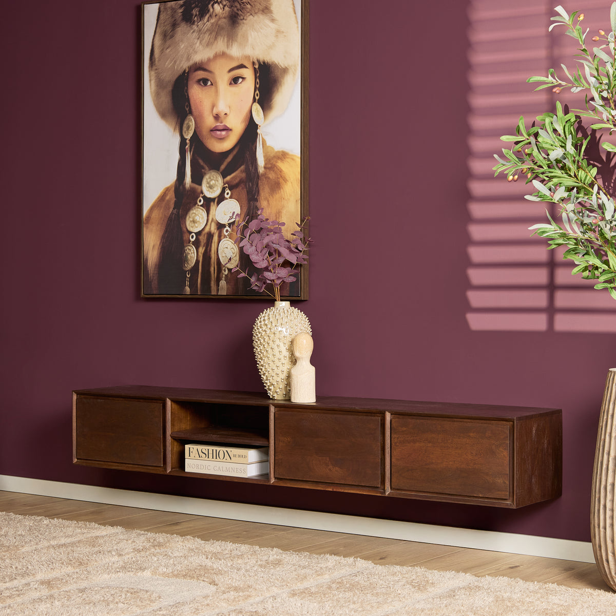 Zwevend TV-meubel Ambiance Mangohout Naturel 120cm Starfurn