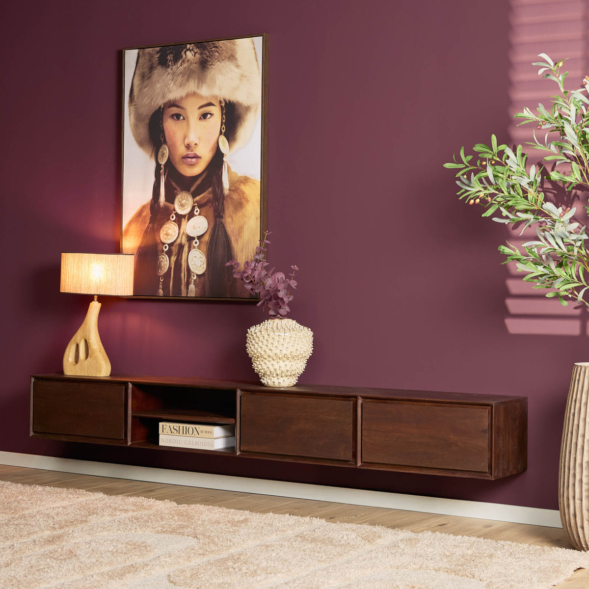 Zwevend TV-meubel Ambiance Mangohout Bruin 240cm Starfurn