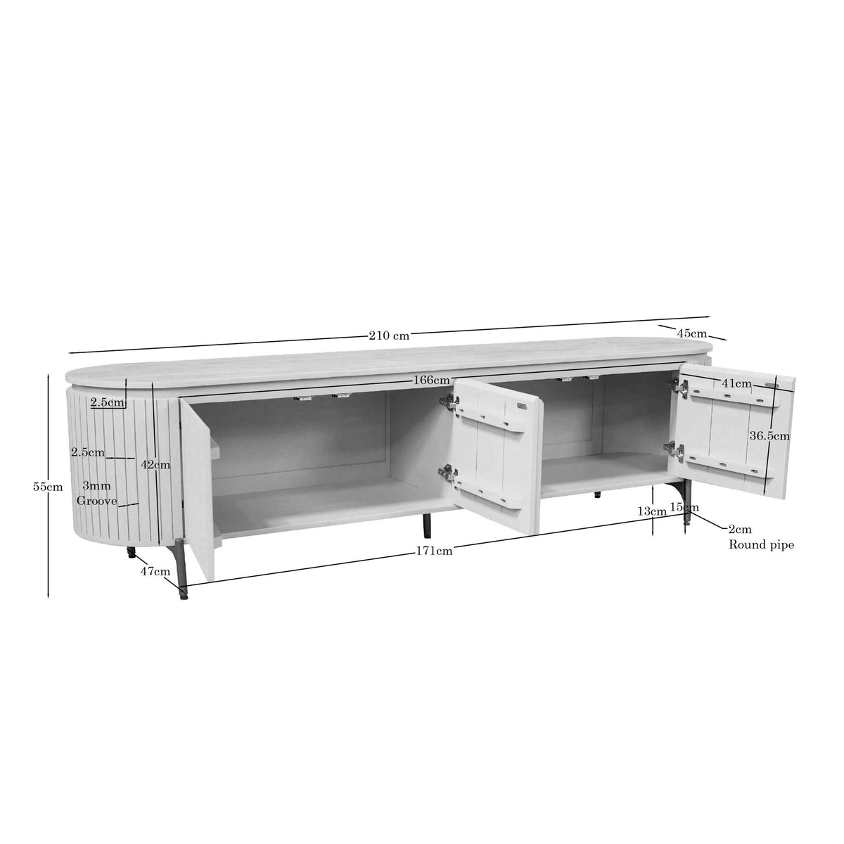 Tv Meubel Solana Mangohout Zand 210cm Starfurn