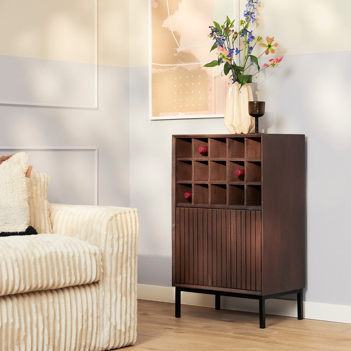 Wijnkast Madison Mangohout Bruin 55cm Starfurn