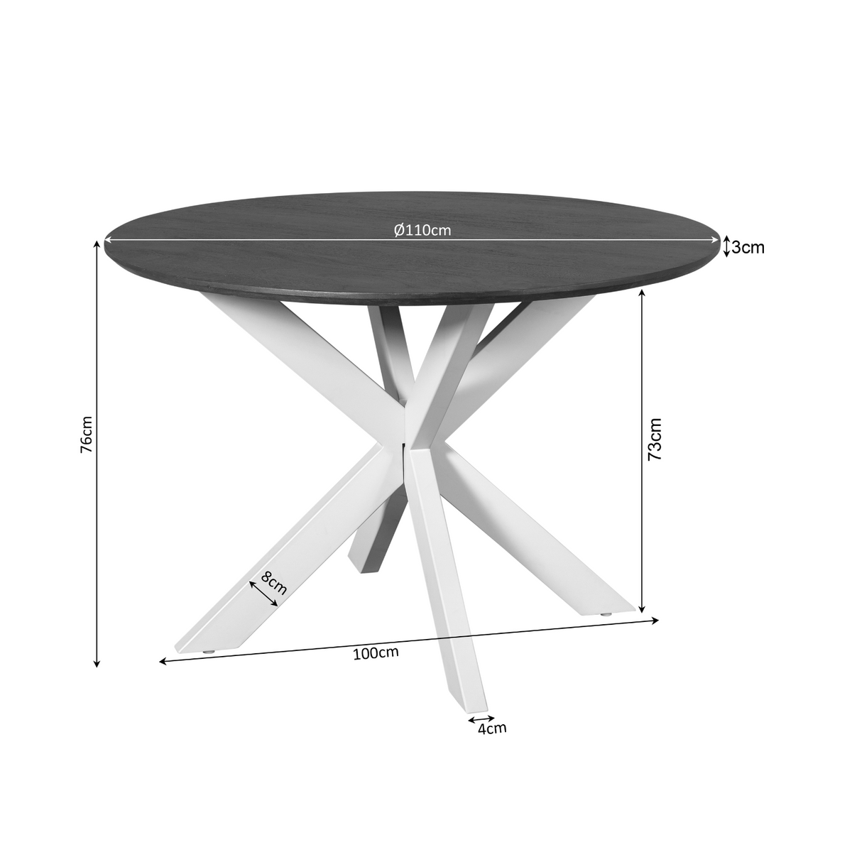 Eettafel Madison Mangohout Naturel Rond 110cm Starfurn