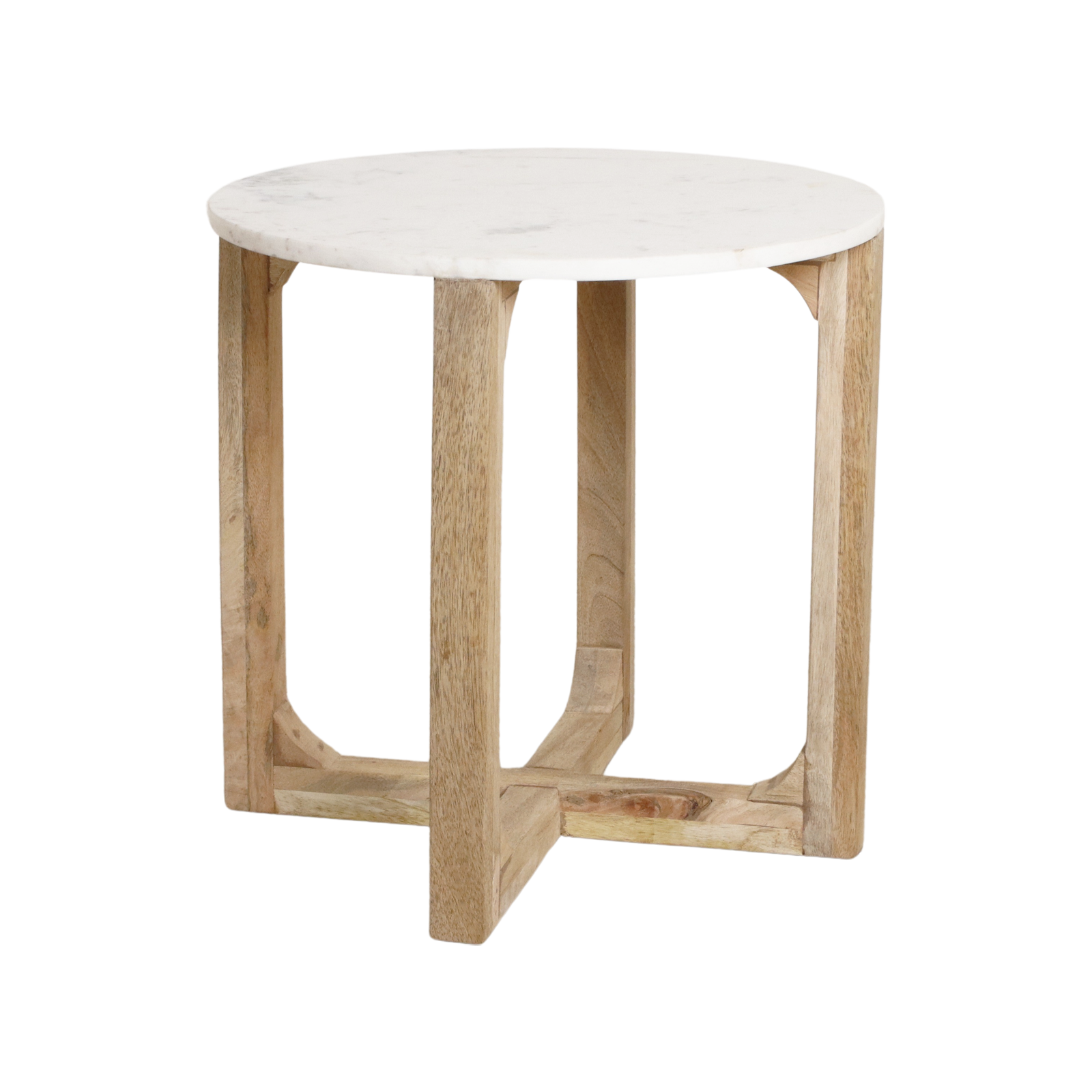 Marmeren bijzettafel Rond Wit Raw Materials