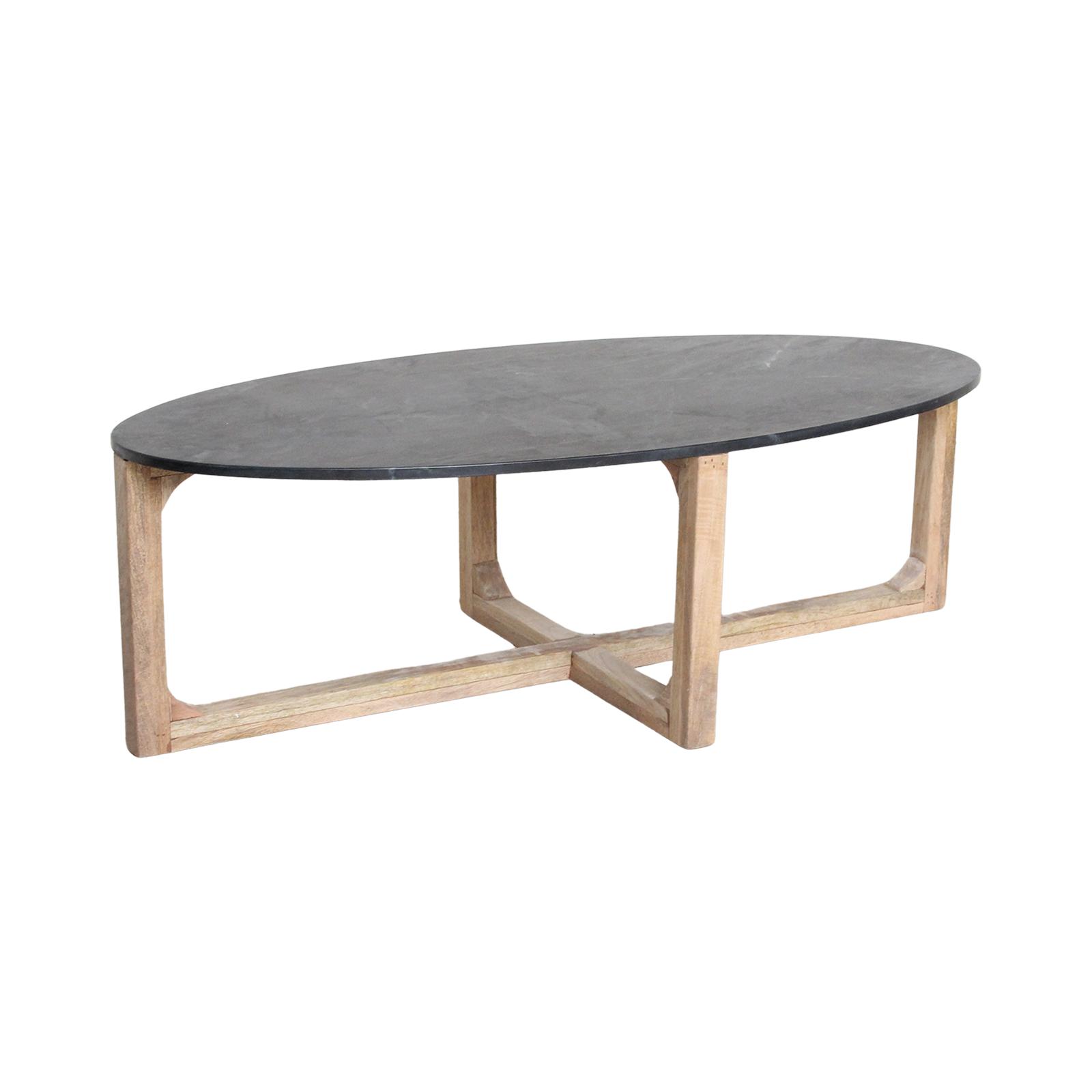 Marmeren Salontafel Ovaal Zwart Raw Materials